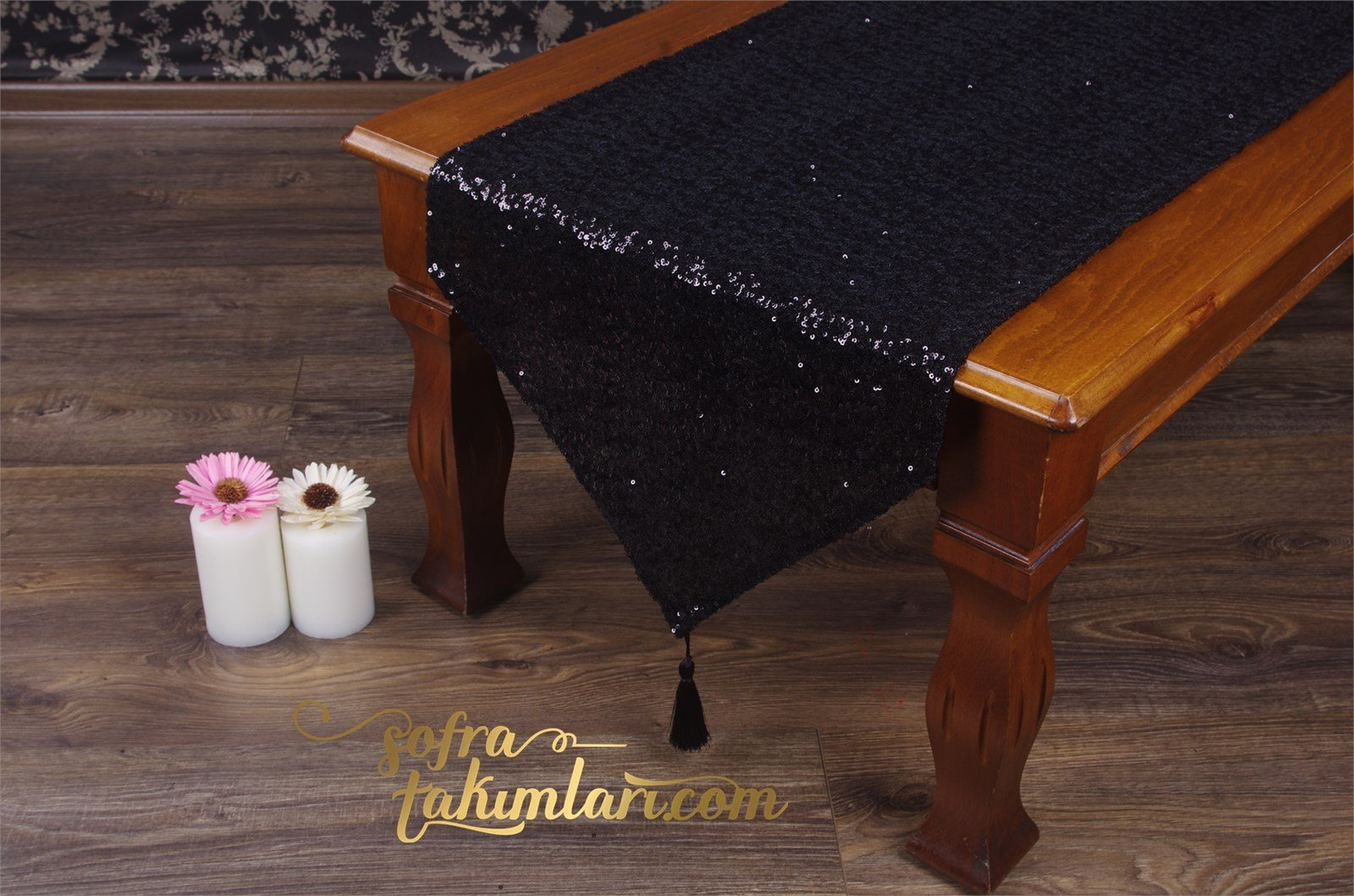 Pul Payetli Runner - Siyah