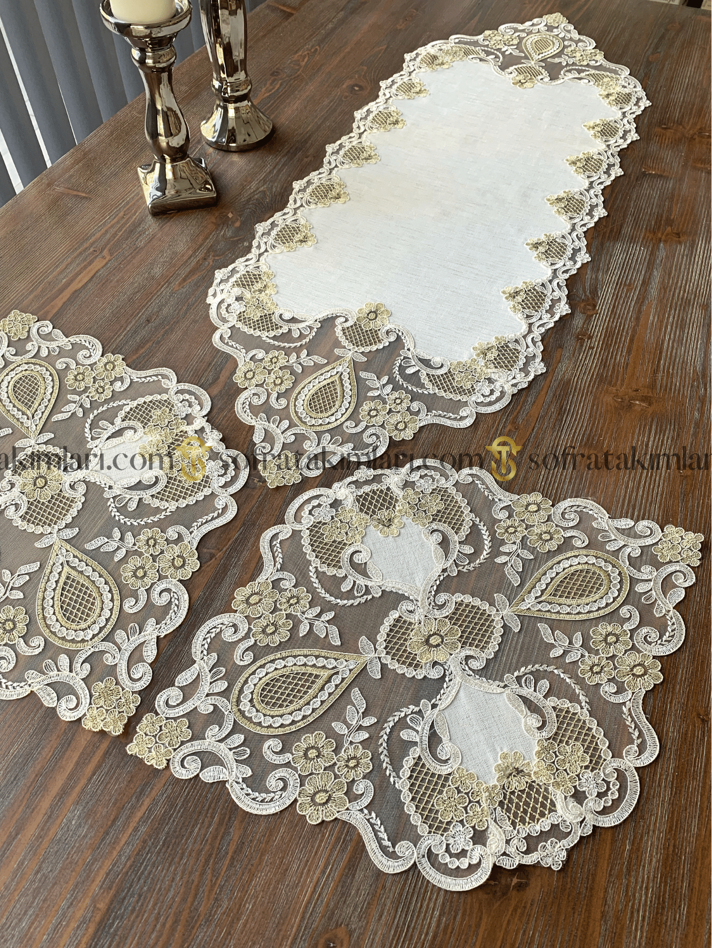 Safir Model Lüx Avantajlı Çeyiz Seti - Gold Dantelli