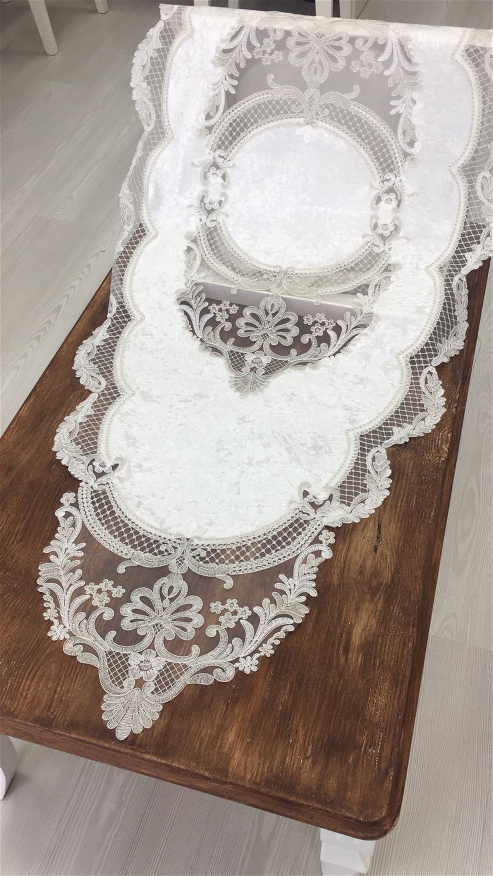 Salon Takımı Ay Model Kadife 5 Parça - Kırık Beyaz