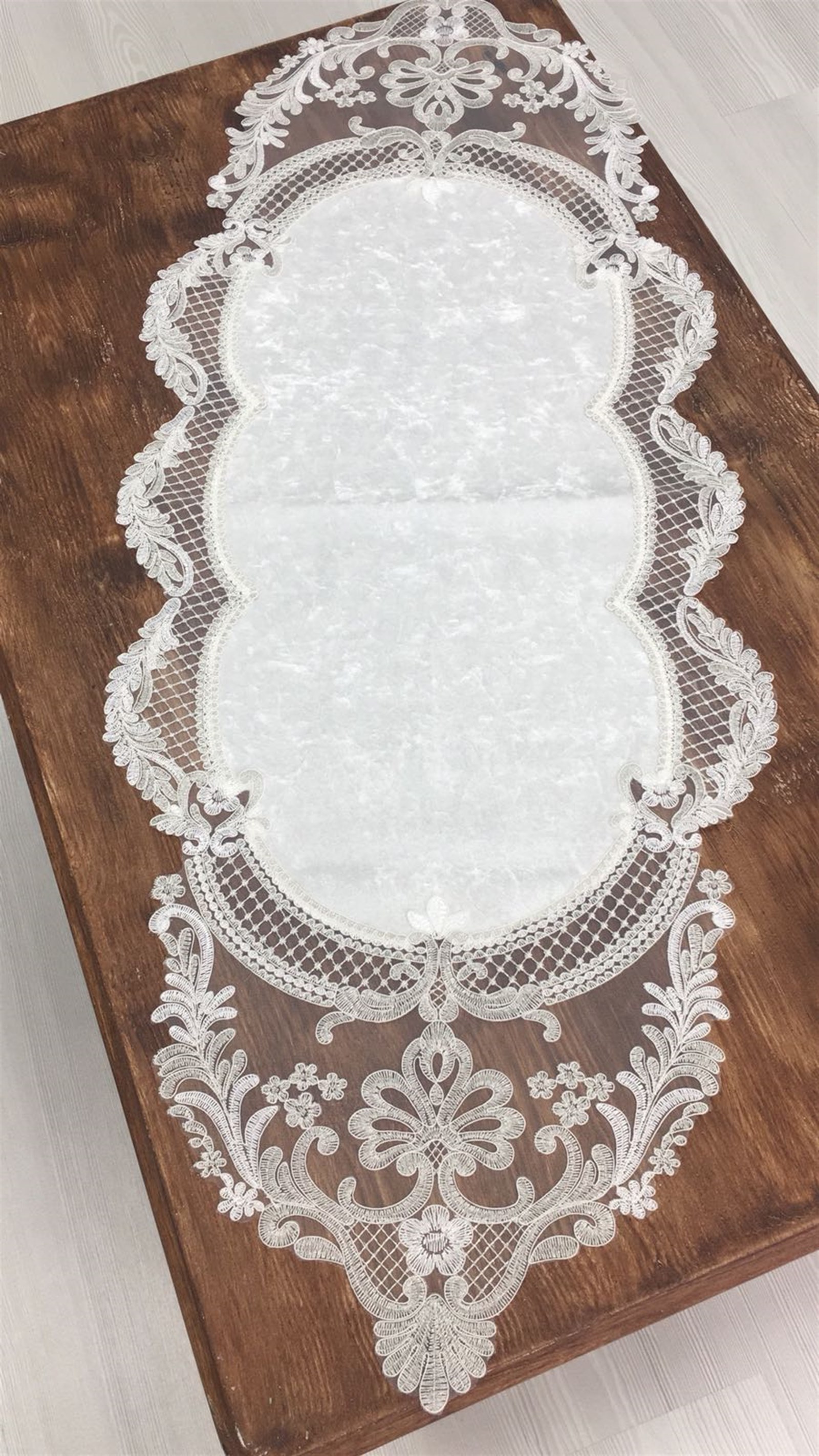 Salon Takımı Ay Model Kadife 5 Parça - Kırık Beyaz