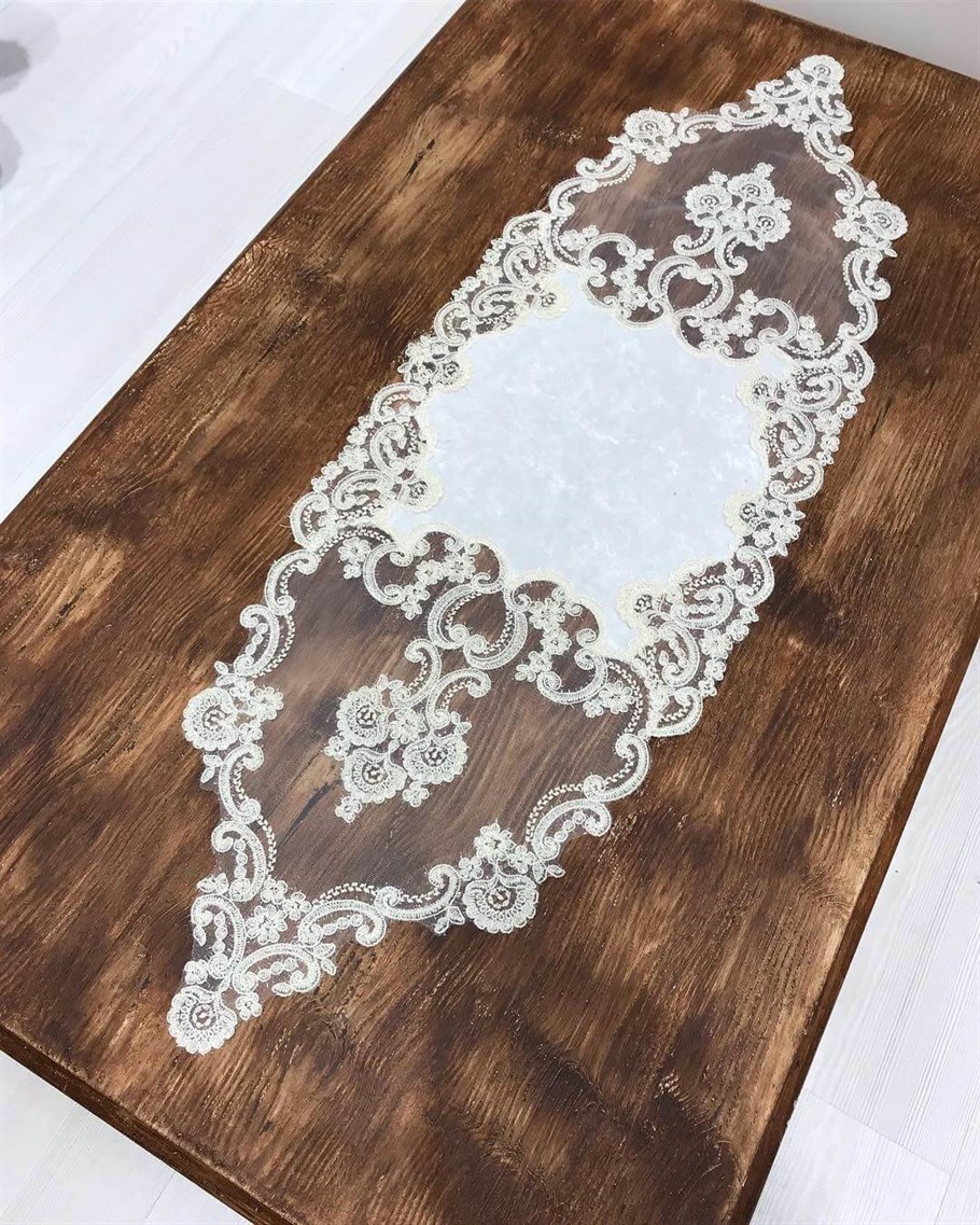 Salon Takımı Kadife 5 Parça - Vintage Kırık Beyaz