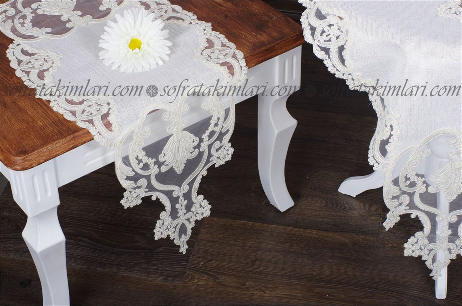 Salon Takımı Linen 5 Parça - Kırık Beyaz