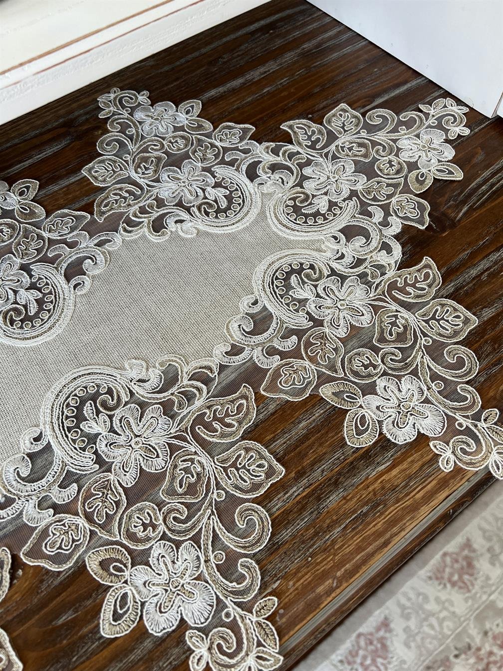 Sarmaşık Model Yatak Odası Takımı Linen Kumaş Taş Rengi
