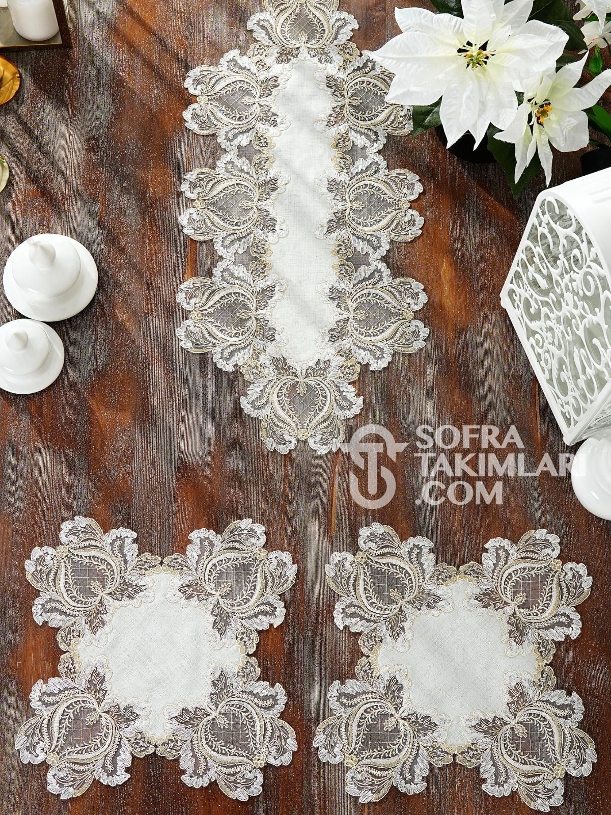 Şebboy Model 3 Parça Yatak Odası Gold Dantelli Y9