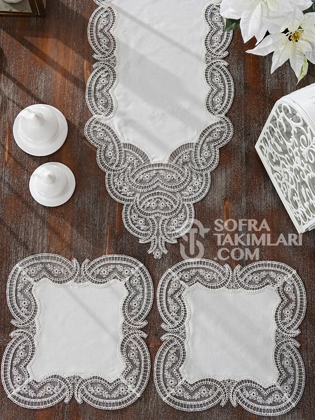 Selin Model Yatak Odası Takımı Gardenya Keten Kumaş Kırık Beyaz Rengi 