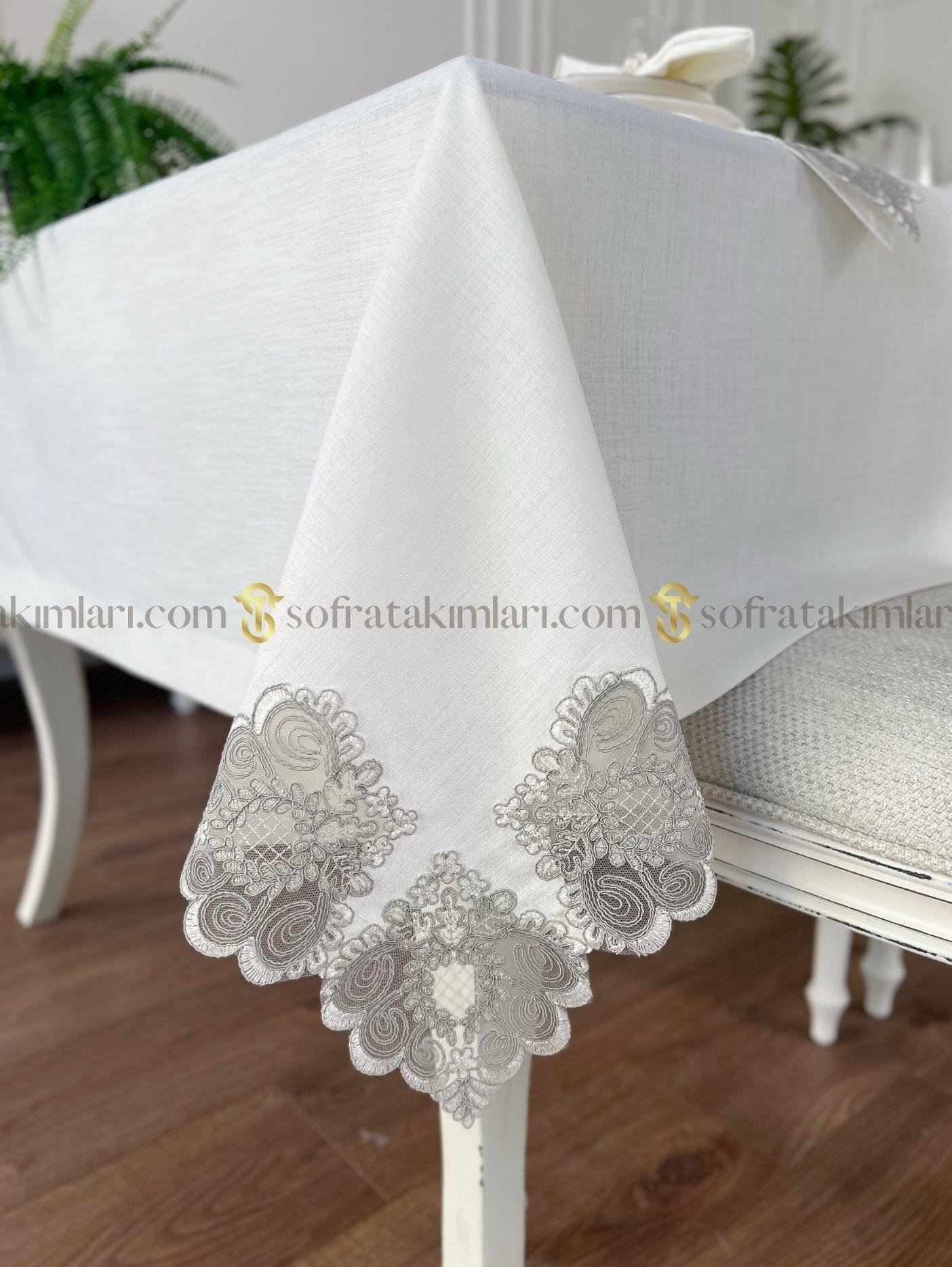 Valentino Model Eko Sofra Takımı - 38 Parça Amerikan Servisli Set - Kırık Beyaz Kumaş