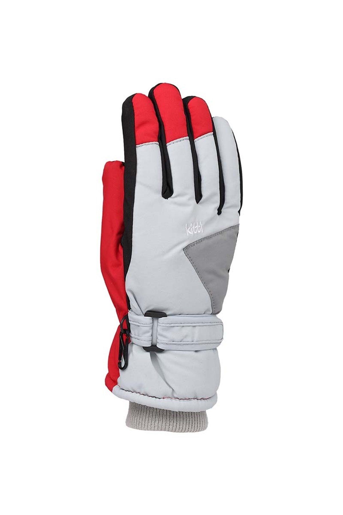  Erkek Çocuk Gri Kırmızı Desenli Kar Eldiveni 9-15 Yaş - KR422-2