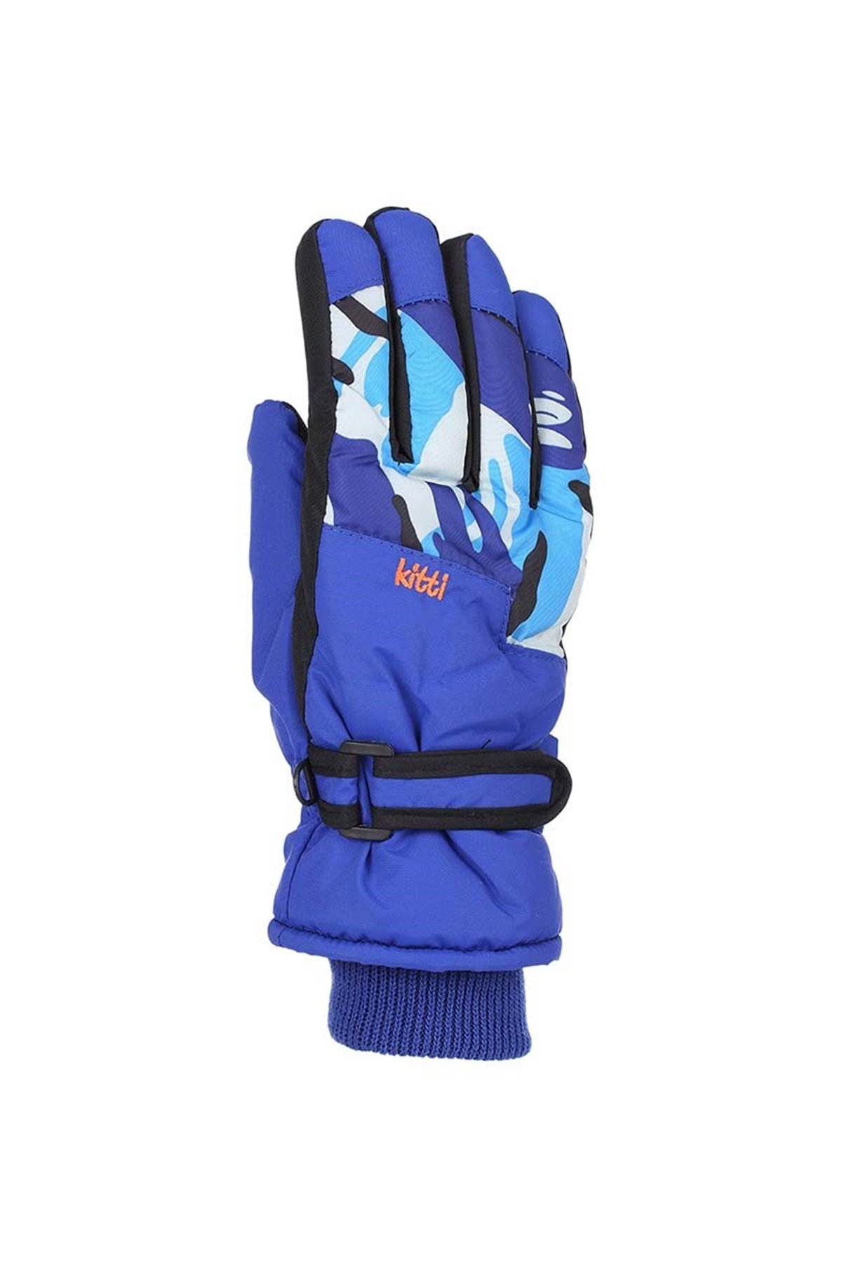  Erkek Çocuk Mavi Kamuflaj Kar Eldiveni 9-15 Yaş - KR422-1