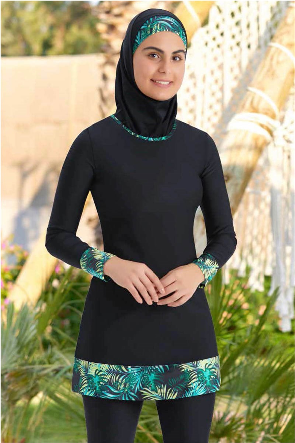 12 Yaş - XS Arası Genç Kız Tam Kapalı Tesettür Mayo  55175 