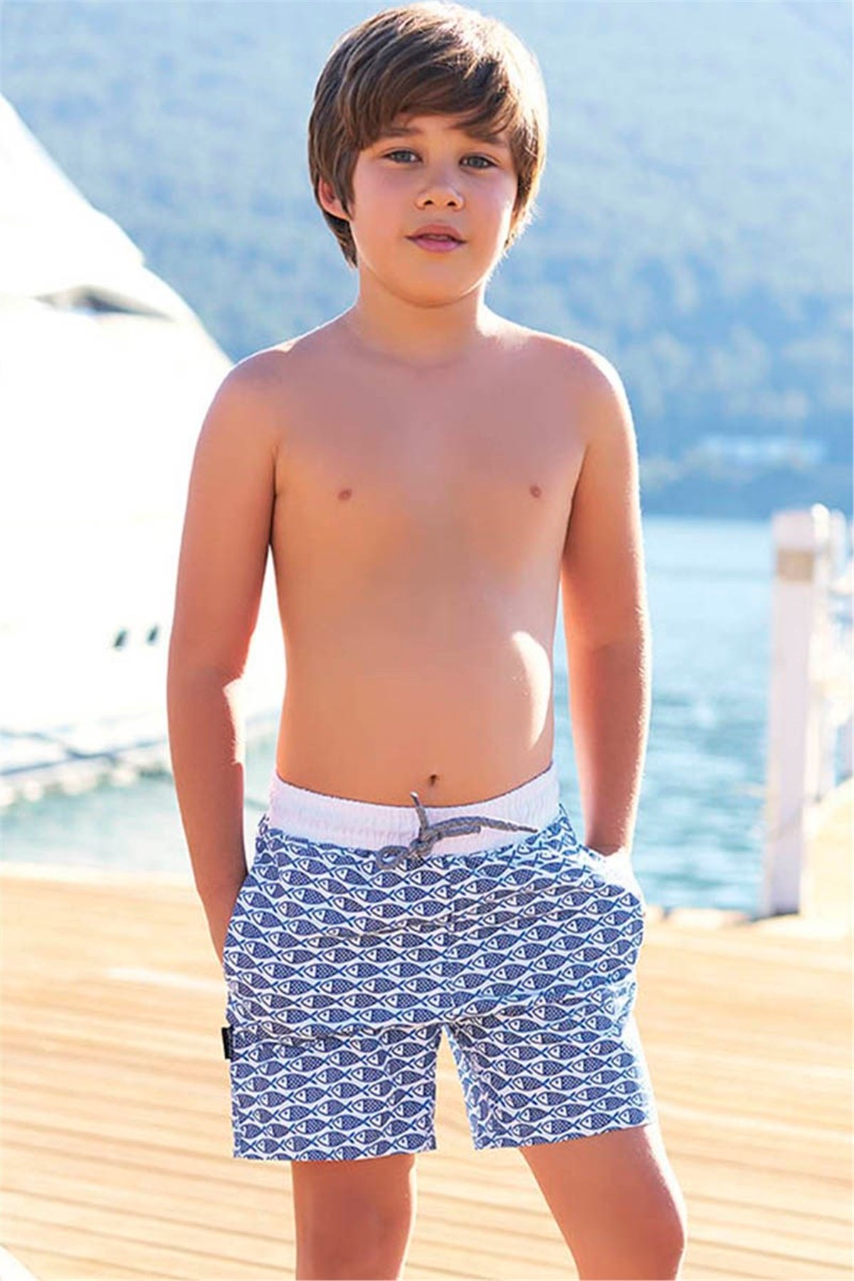 3-12 Yaş Arası Erkek Çocuk Deniz Şortu G1136 - Mavi 