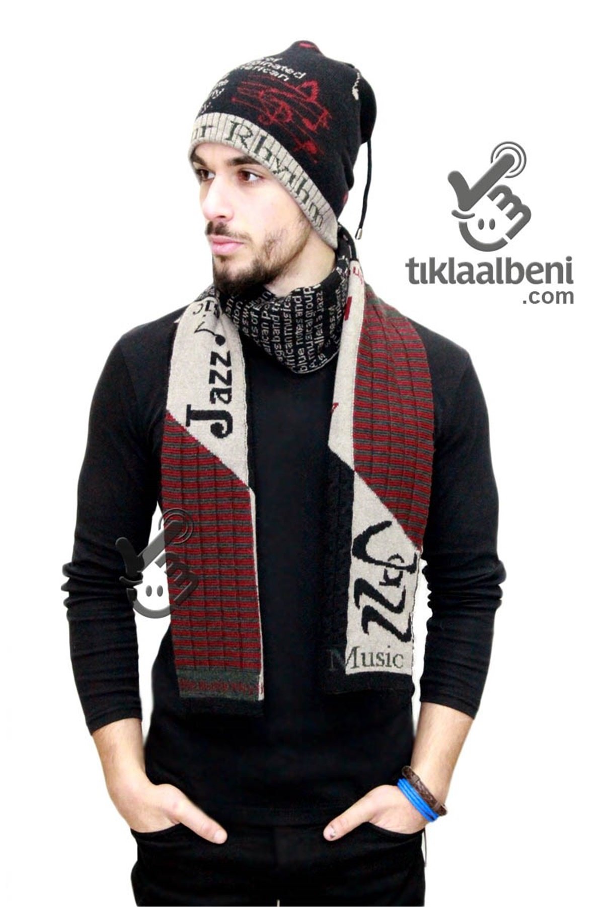 Jazz Music Erkek Tarz Atkı Bere Takım - Jazz 13560