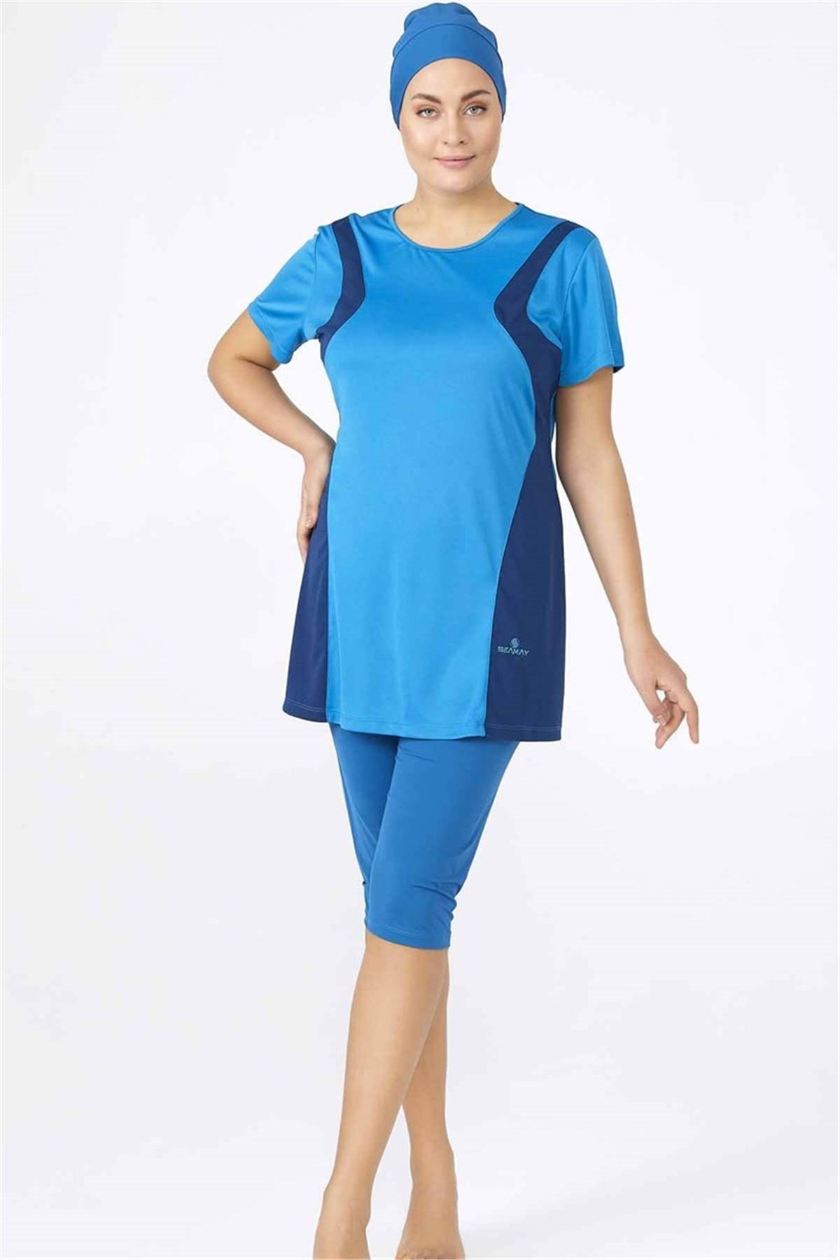 3XL, 4XL 5XL, 6XL Büyük Beden Kısa Kollu Kapalı Mayo T0835