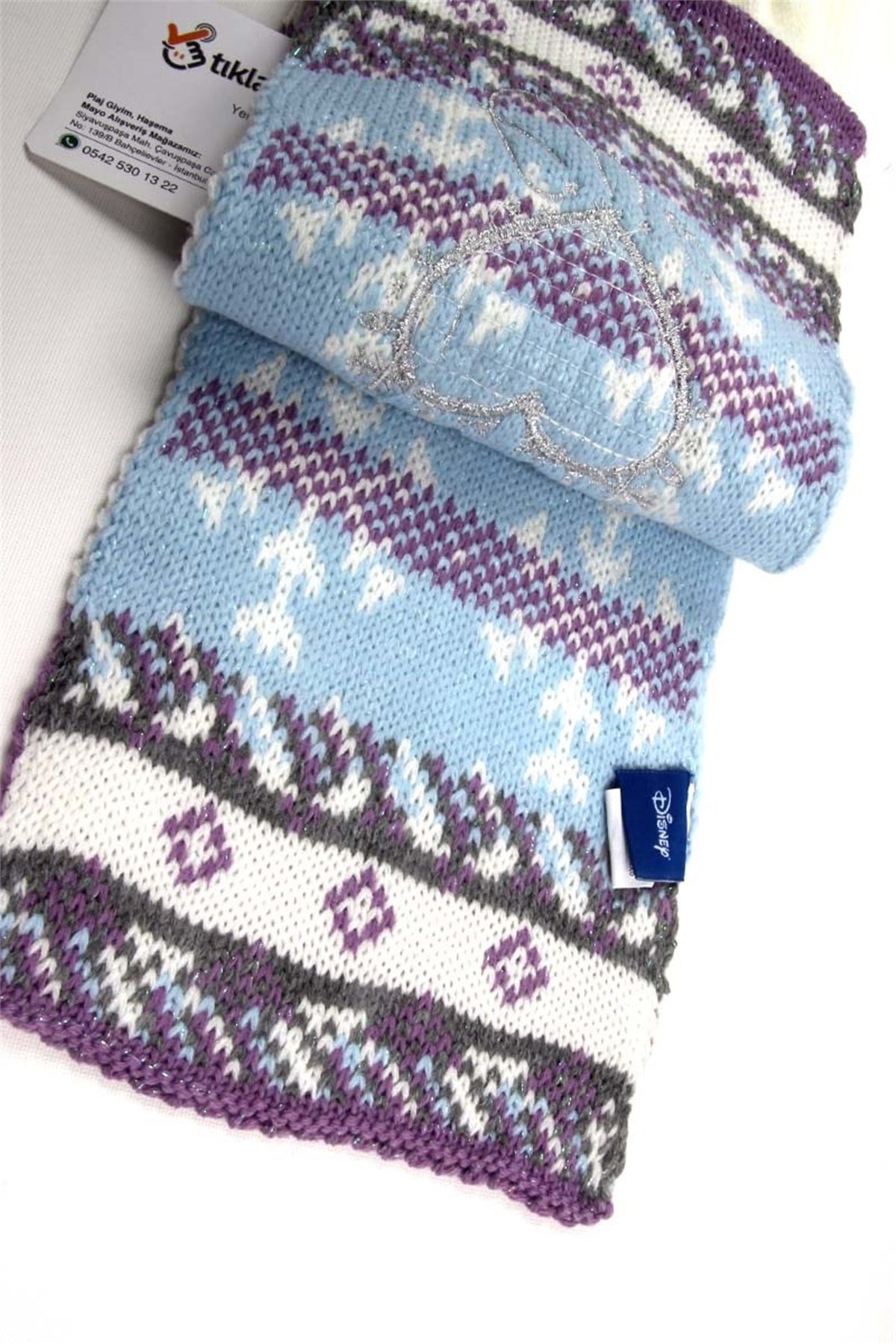 Kız Çocuk Elsa  Atkı Bere Eldiven Takımı 15106 - Lila