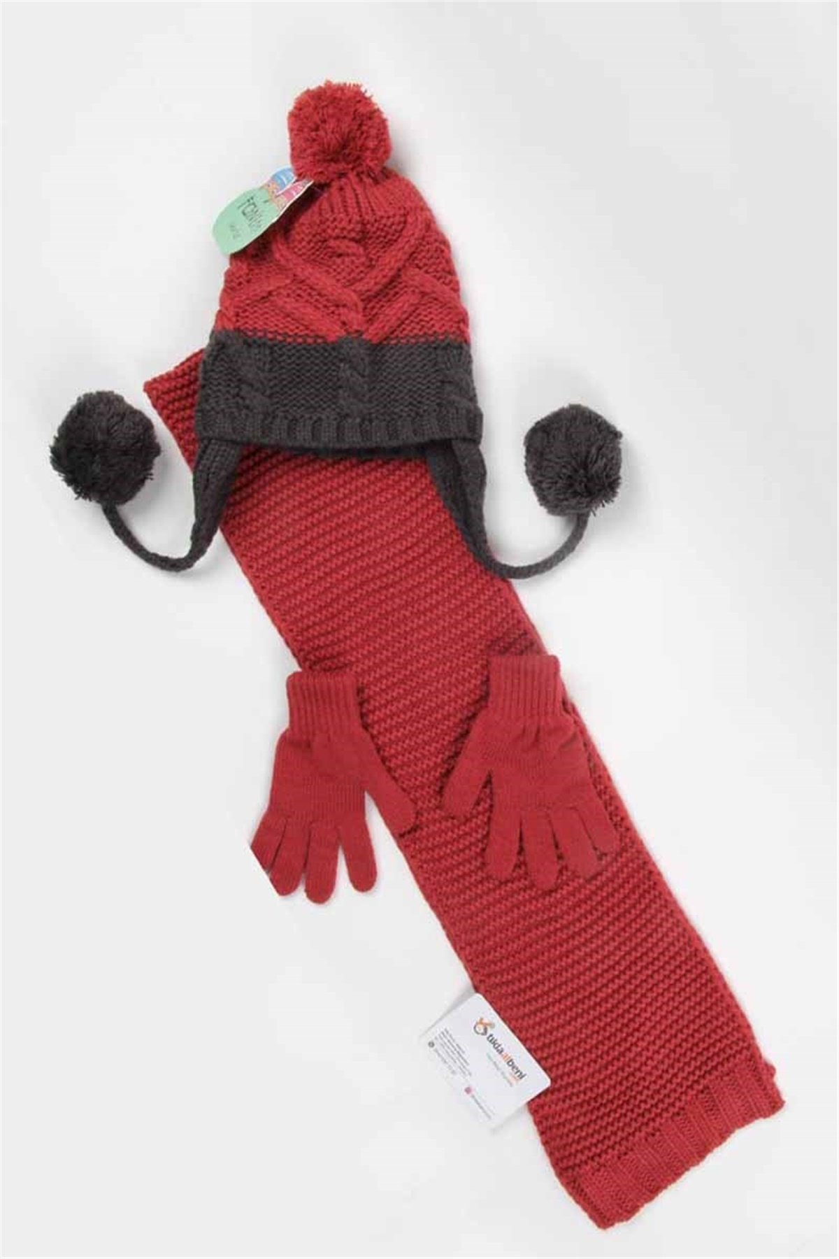 4-7 Yaş Unisex Çocuk Atkı Bere Eldiven Takımı 5110
