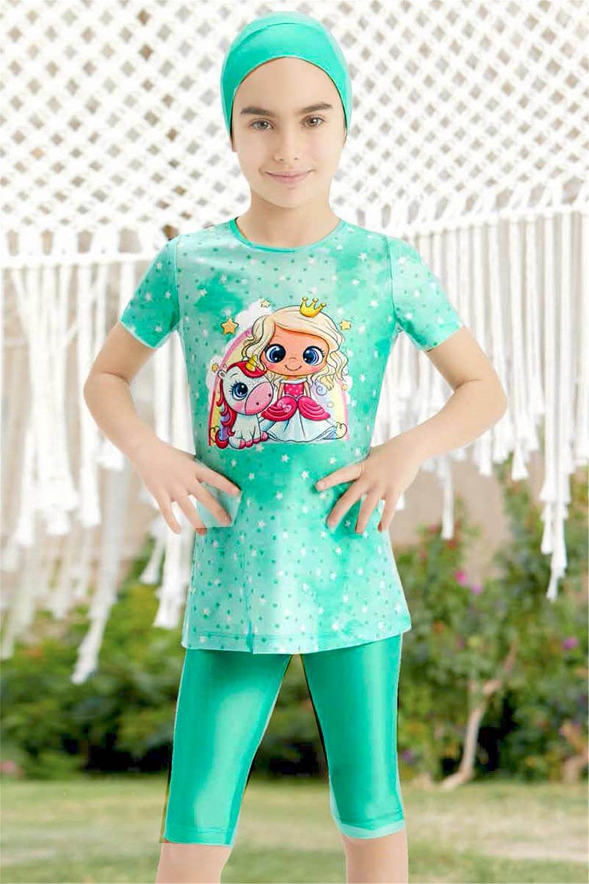 5-14 Yaş Kız Çocuk Yarı Kapalı Mayo 55152