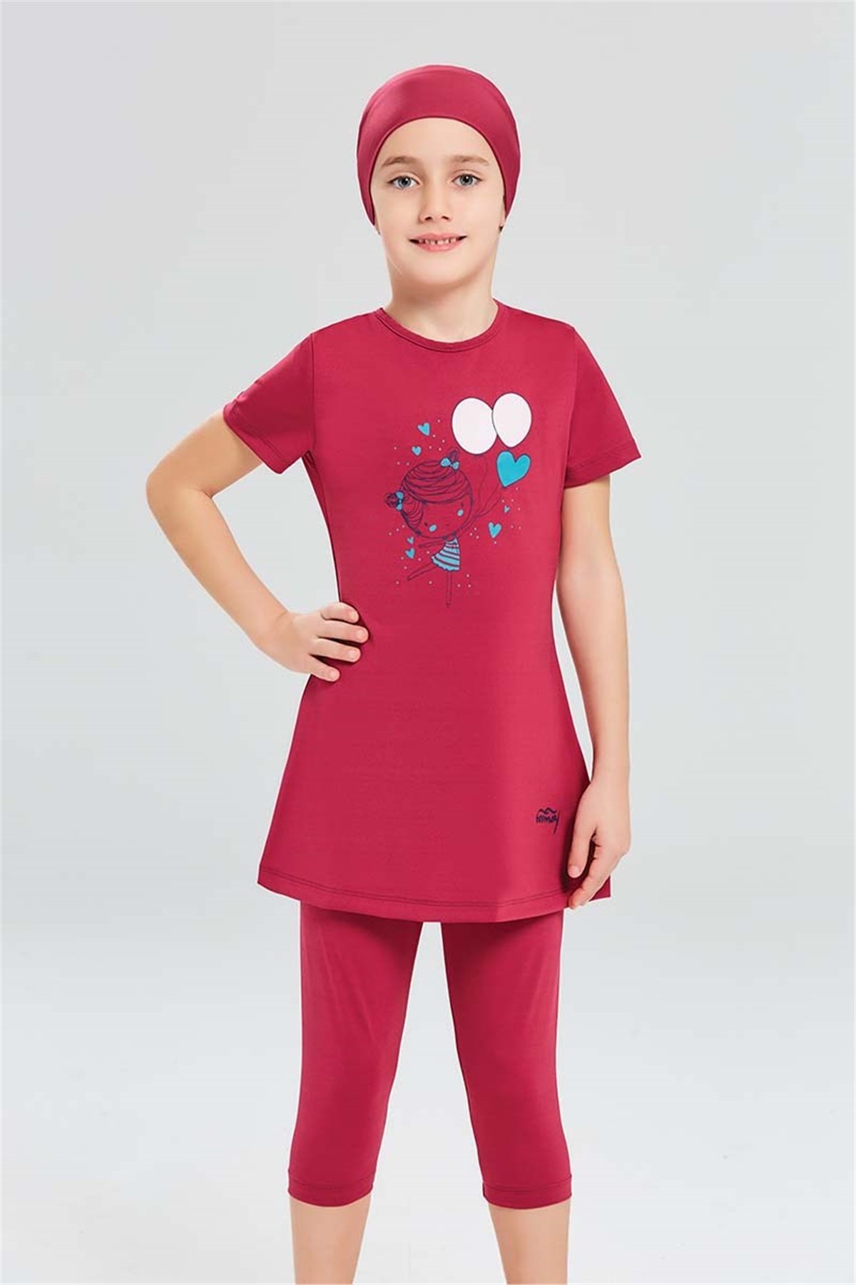 6 - 11 Yaş Arası Çocuk Yarı Kapalı Mayo 10262, Mürdüm