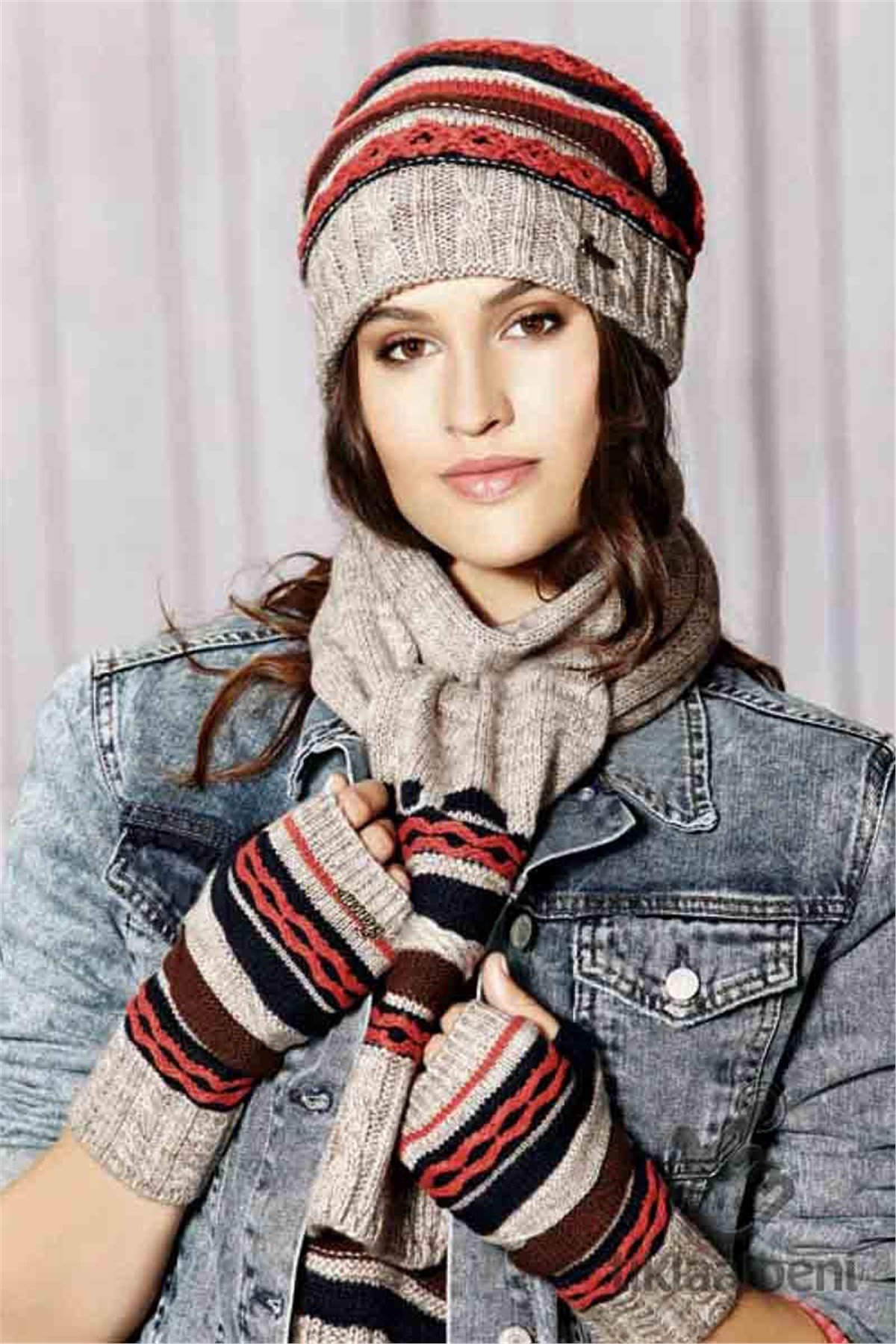 Elisa Bayan Atkı Bere Eldiven Takımı Fonem 13060