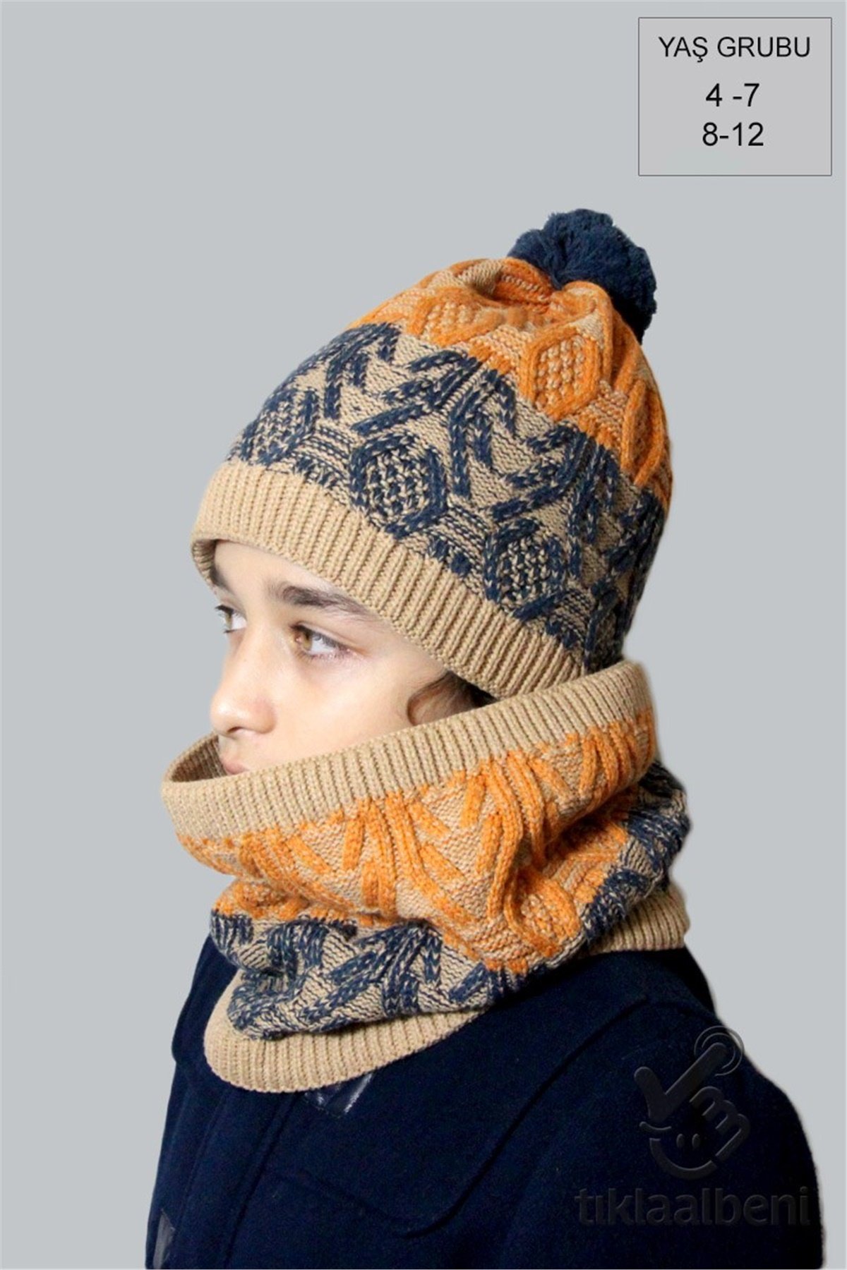 İçi Polar Erkek Çocuk Bere Boyunluk 2'li Takım - Fonem 15092