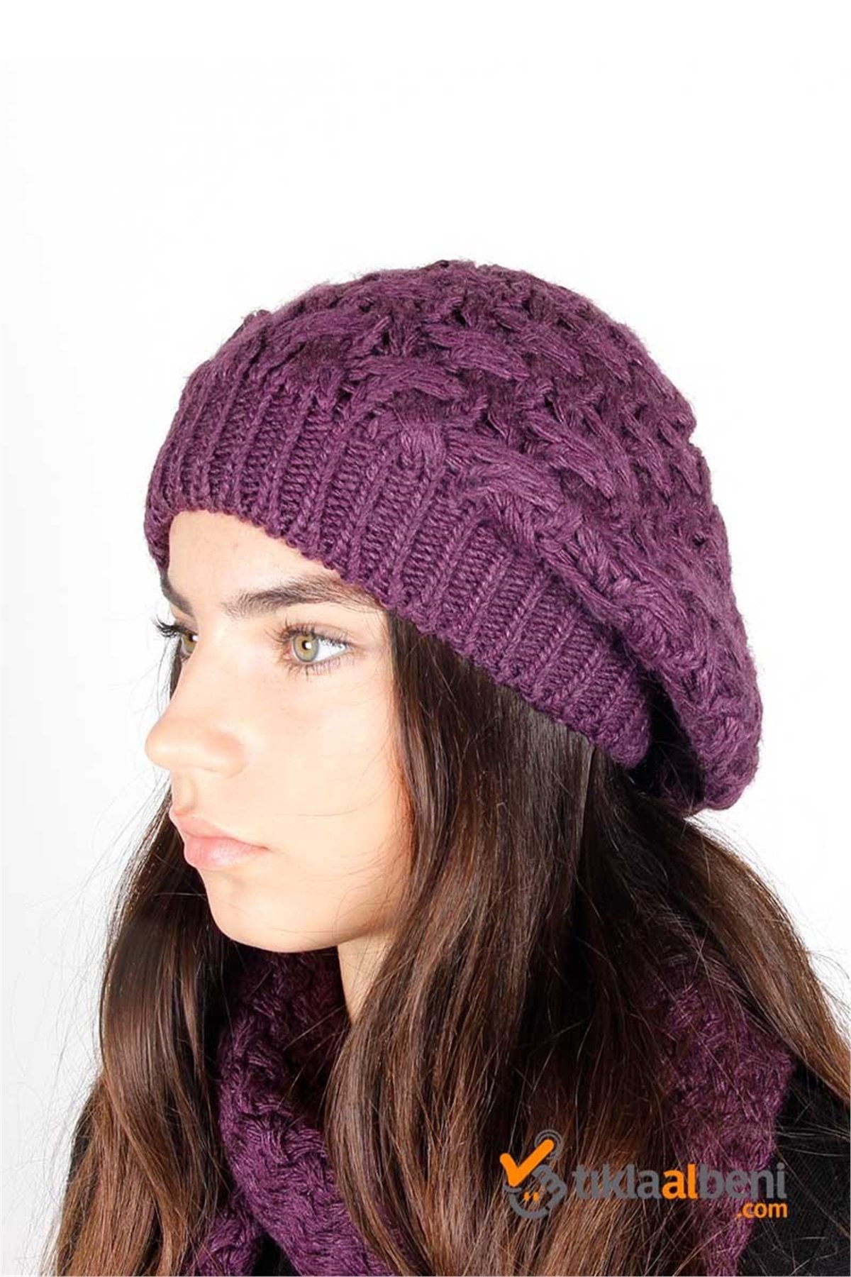 Ada Kadın Atkı Bere Eldiven Takımı GT-502 Mor