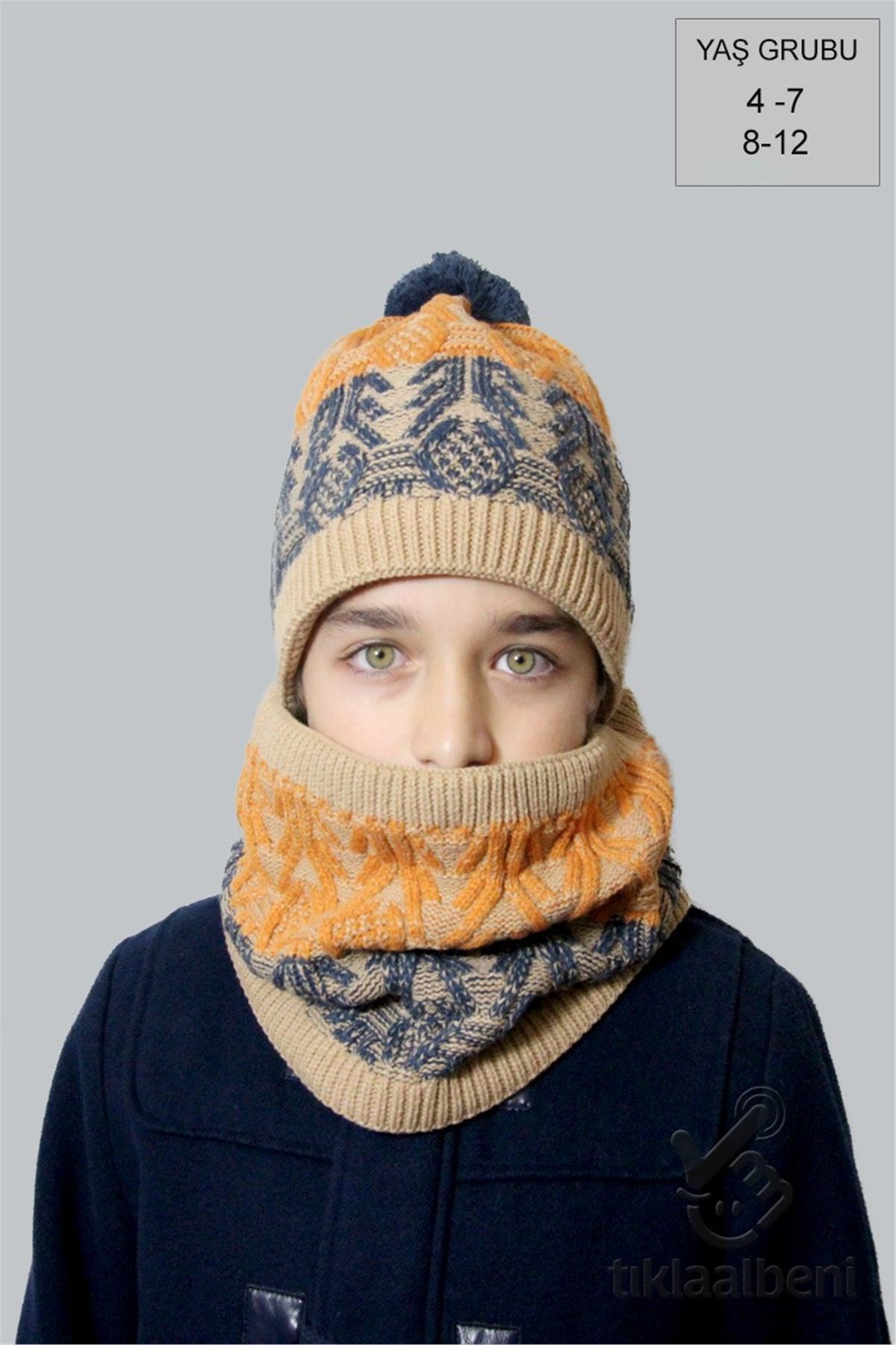 İçi Polar Erkek Çocuk Bere Boyunluk 2'li Takım - Fonem 15092