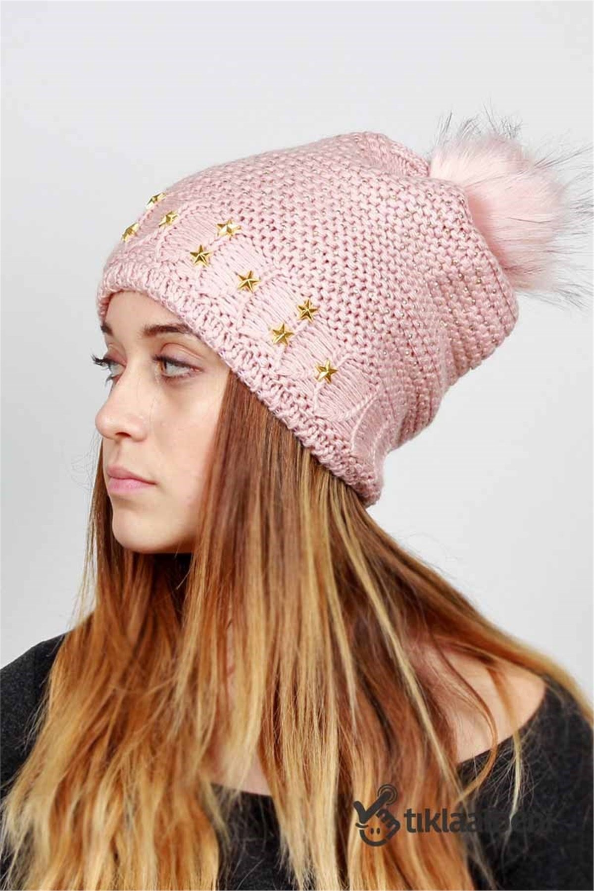 Altın yıldız Bere 12509 Pembe