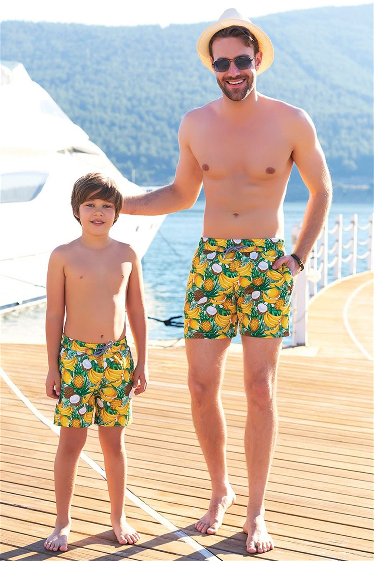 Ananaslı Baba Oğul Havuz Şortu Takımı G536-1040