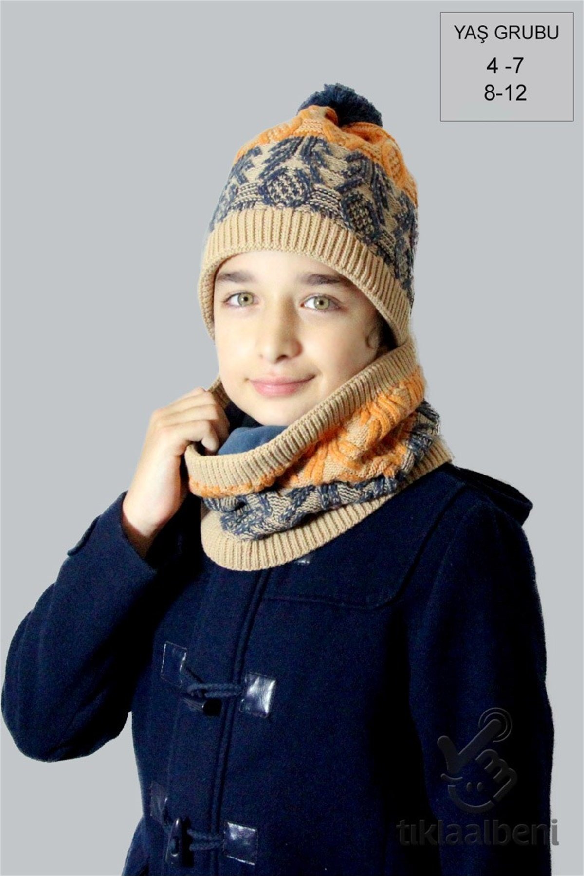 İçi Polar Erkek Çocuk Bere Boyunluk 2'li Takım - Fonem 15092