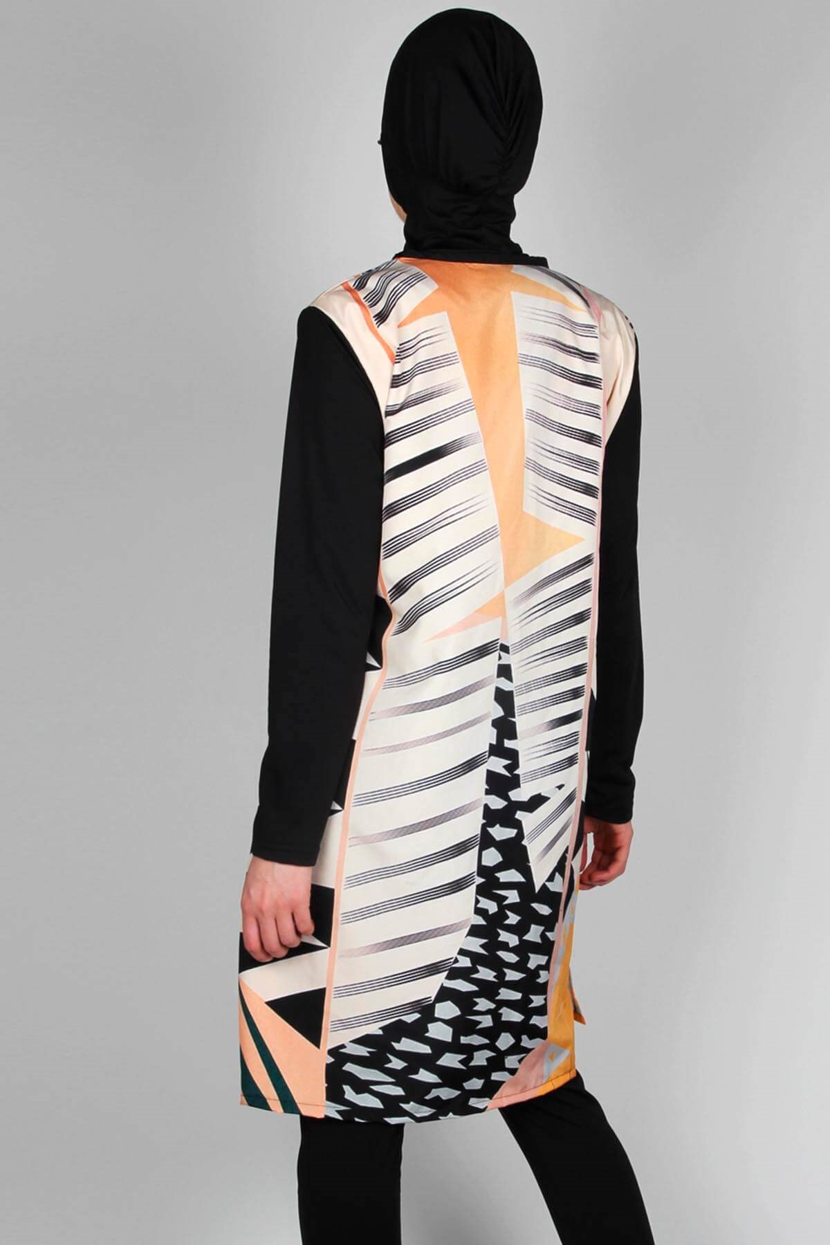 Büyük Beden Tıklaalbeni Sealife SL1008 Picasso Serisi Yapışmayan Tesettür Mayo