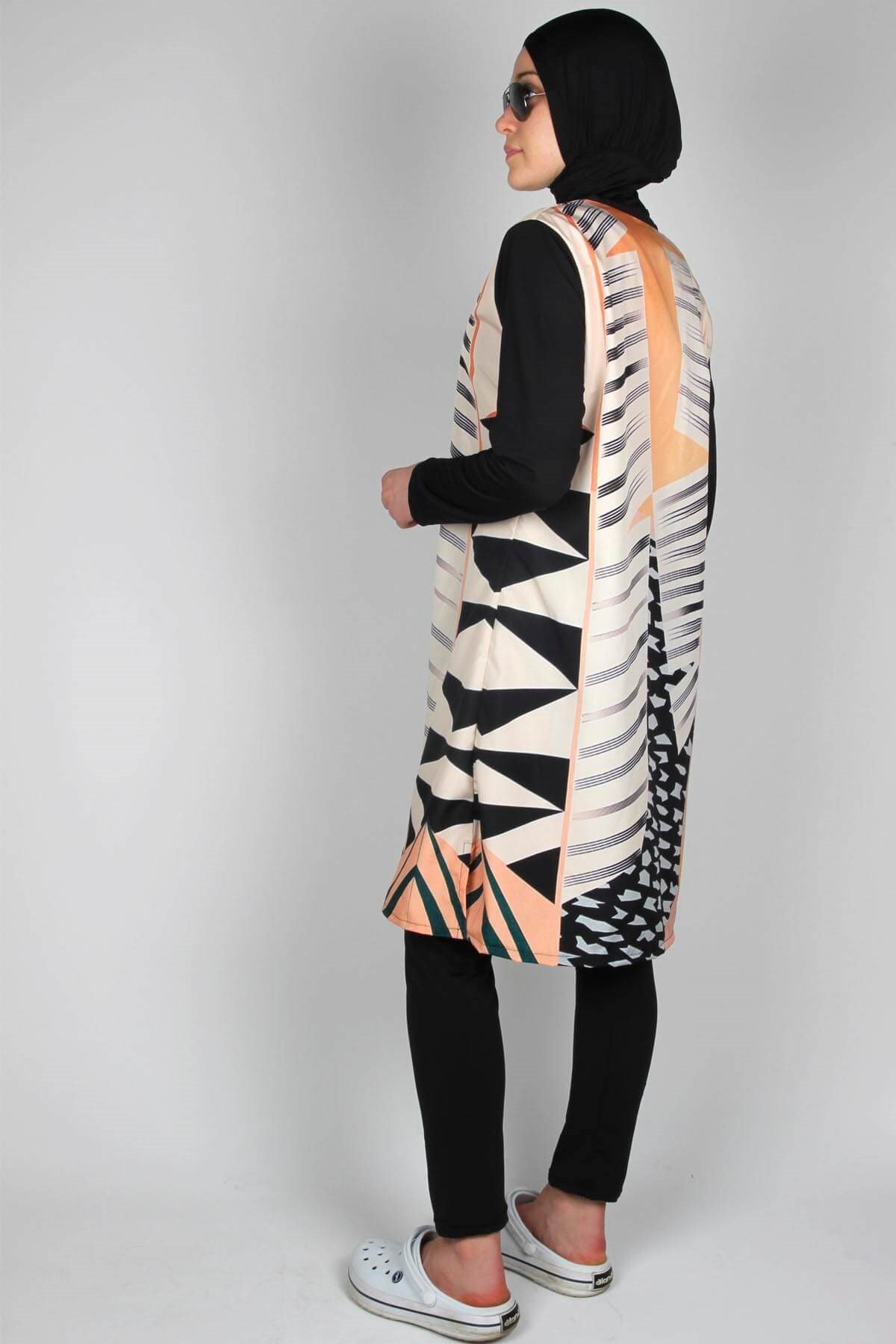 Büyük Beden Tıklaalbeni Sealife SL1008 Picasso Serisi Yapışmayan Tesettür Mayo