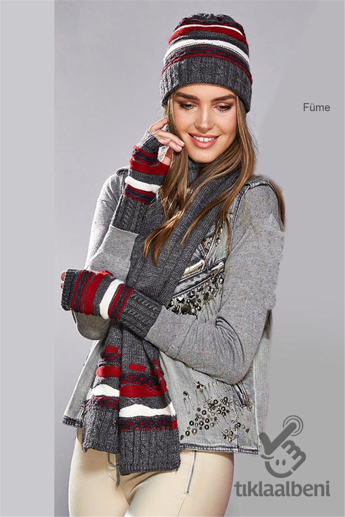 Elisa Bayan Atkı Bere Eldiven Takımı Fonem 13060