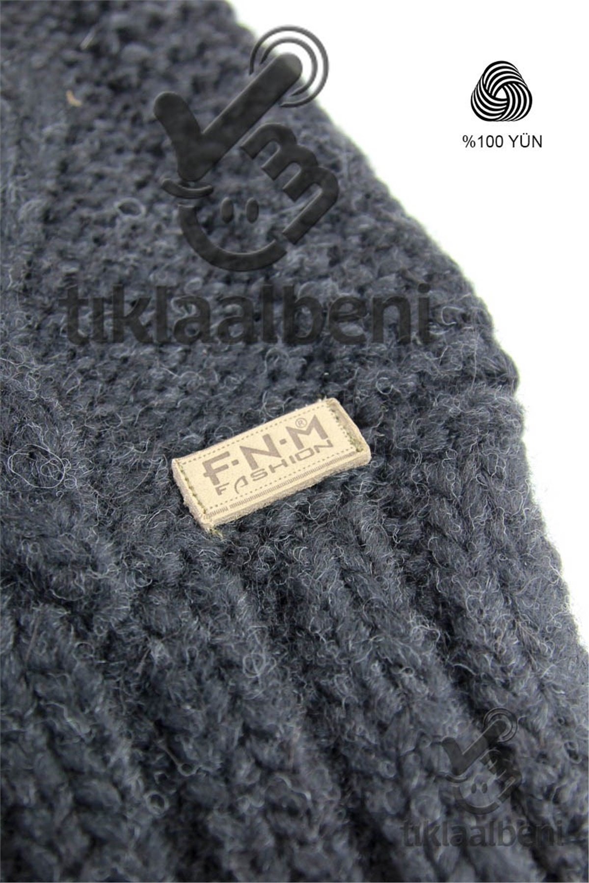 %100 Yün Erkek Atkı Bere Takımı - Siyah - Brando 13533