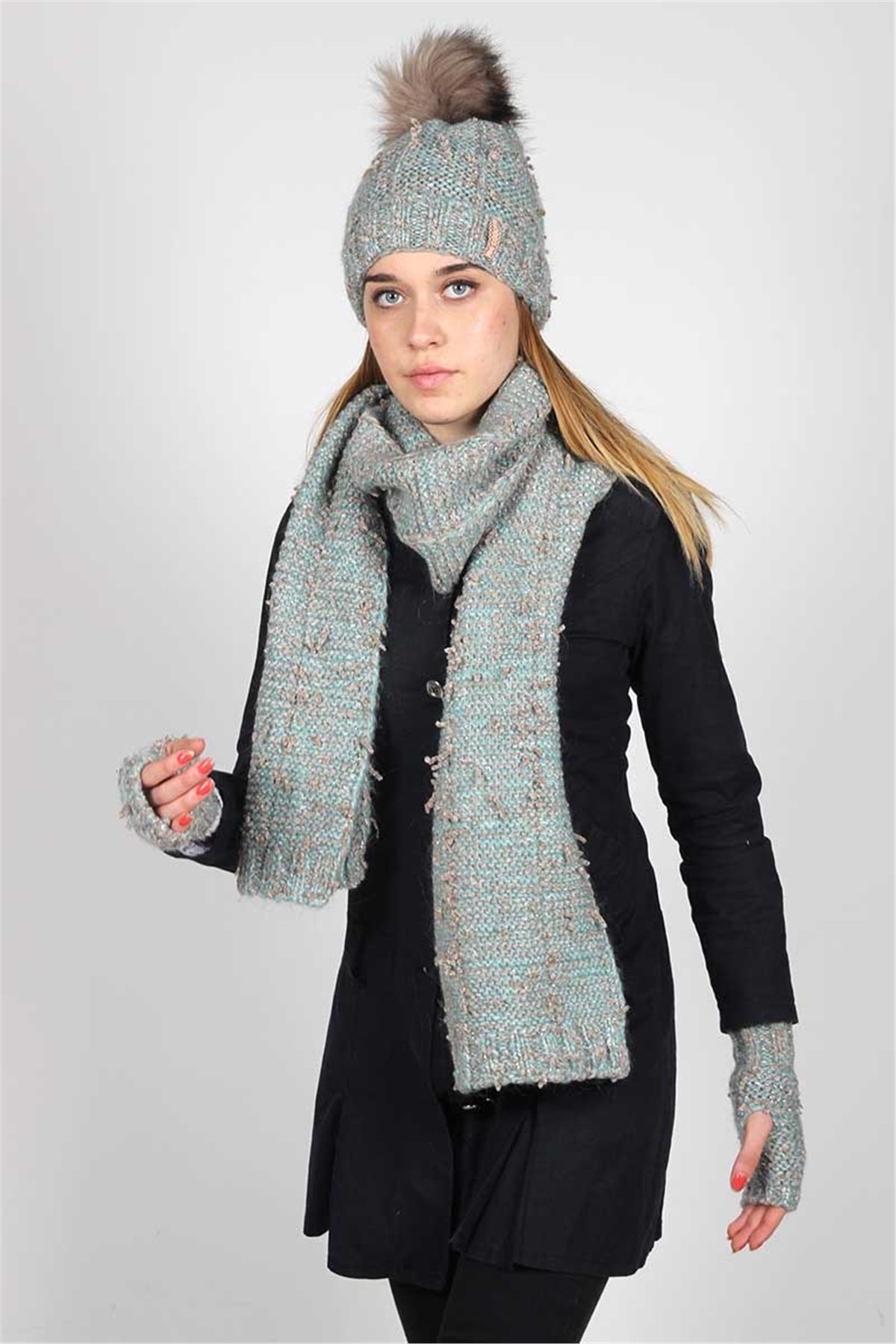 Calandra  Exclusive Serisi Bayan Atkı Bere Seti 3079 - Mint