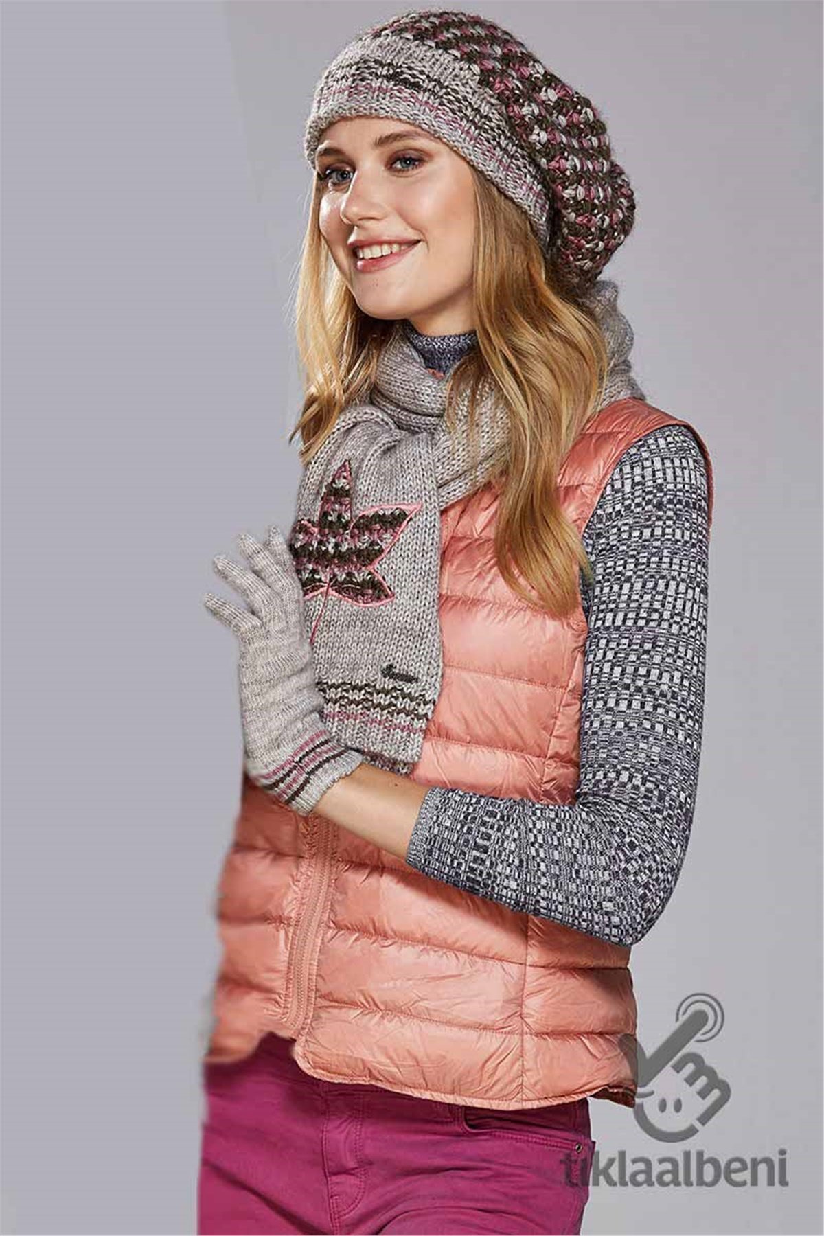 Sonbahar Bayan Atkı Bere Eldiven Takımı Fonem 13057