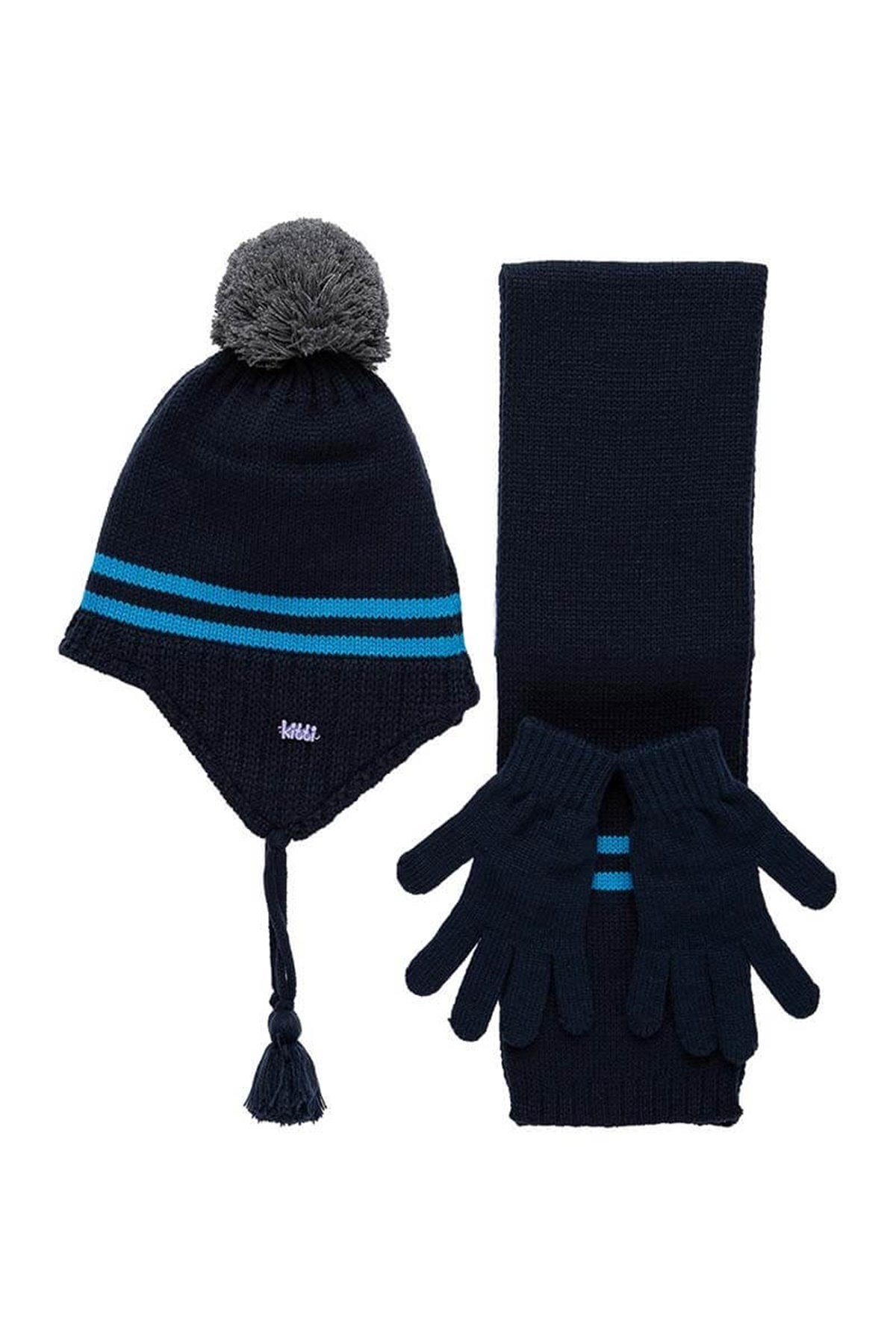 Çocuk Atkı Bere Eldiven Takımı Siyah - K9946