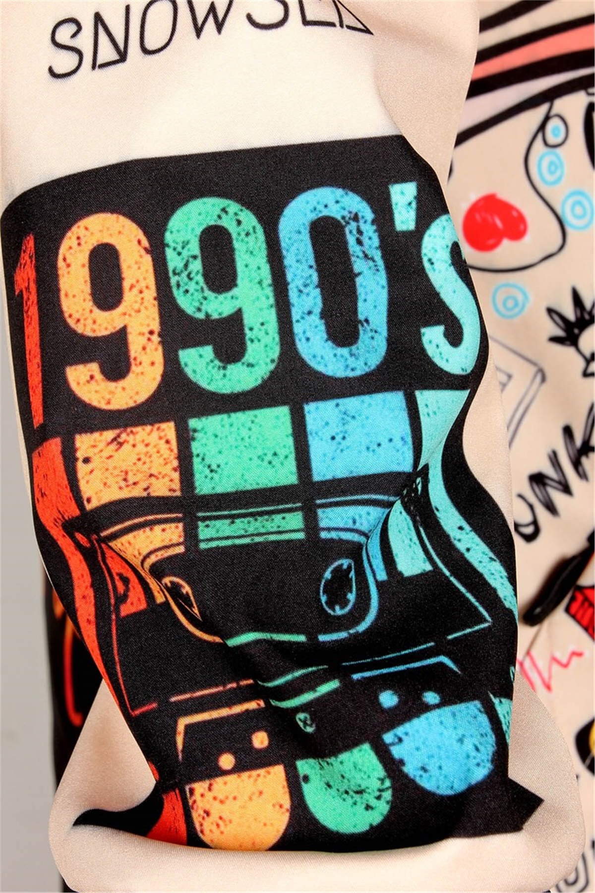 Doksanlar Temalı Outdoor Mont, Kayak ve Snowboard Montu Ön Fermuarlı