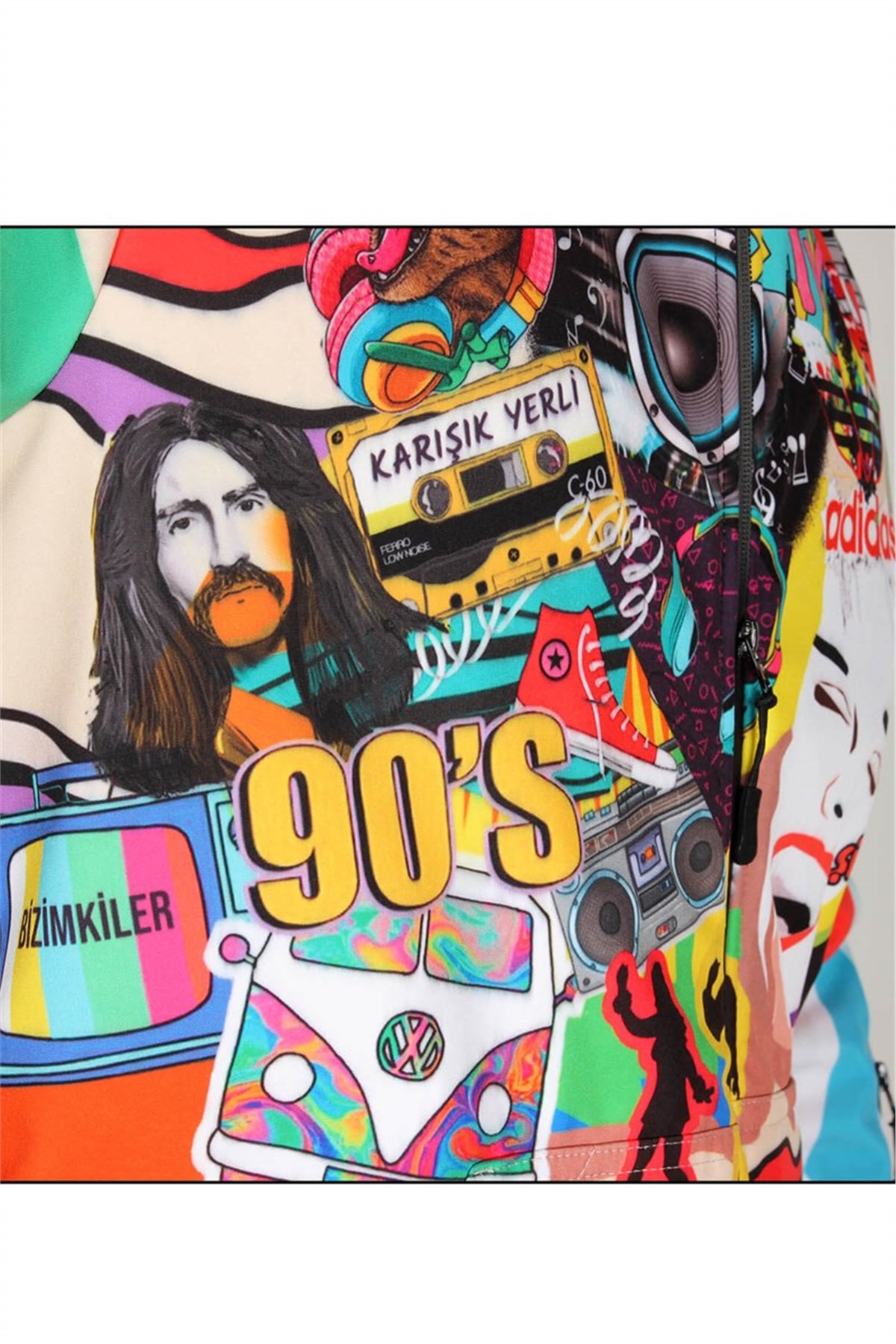 Doksanlar Temalı Outdoor Mont, Kayak ve Snowboard Montu Ön Fermuarlı