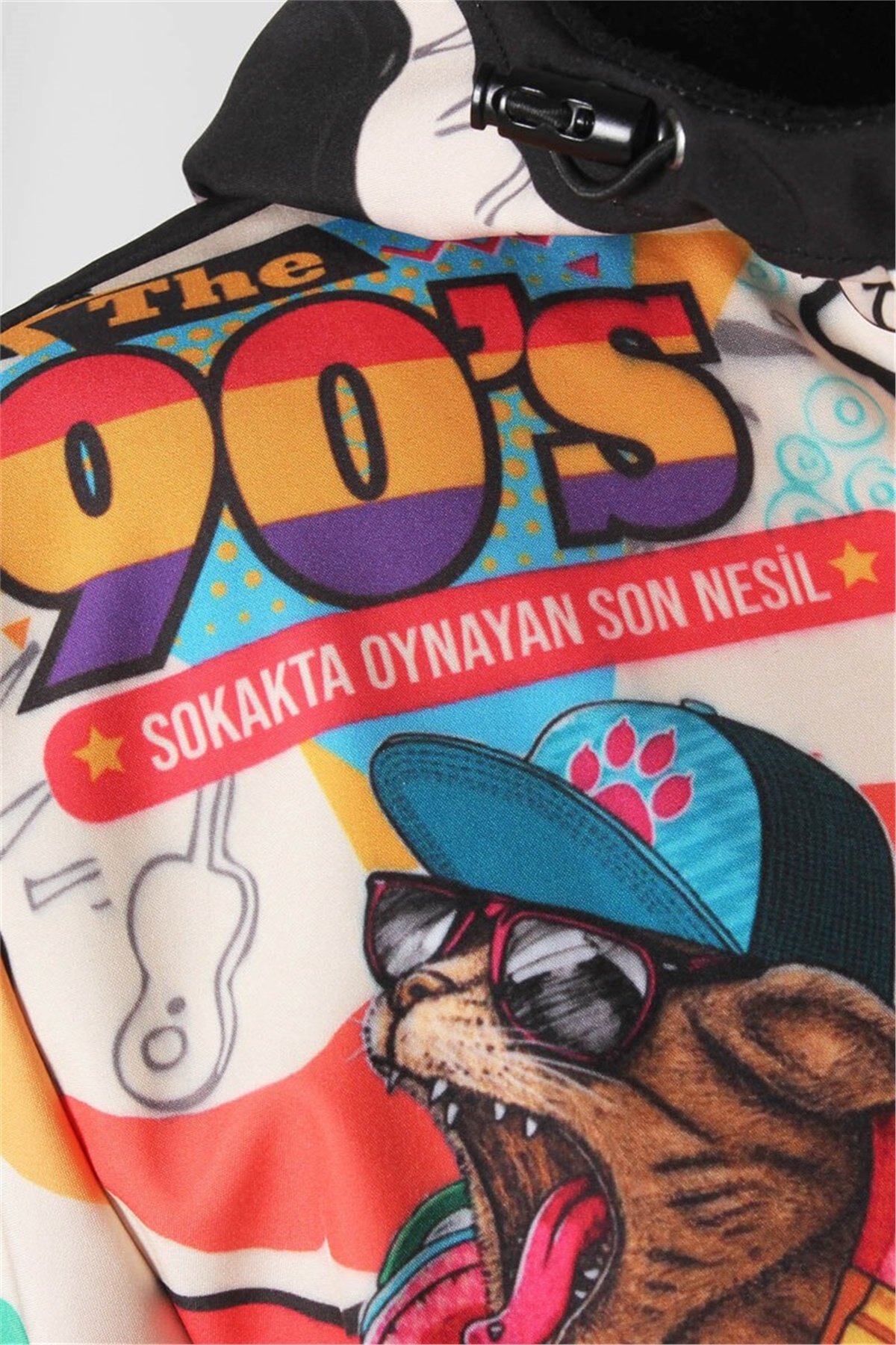 Doksanlar Temalı Outdoor Mont, Kayak ve Snowboard Montu Ön Fermuarlı