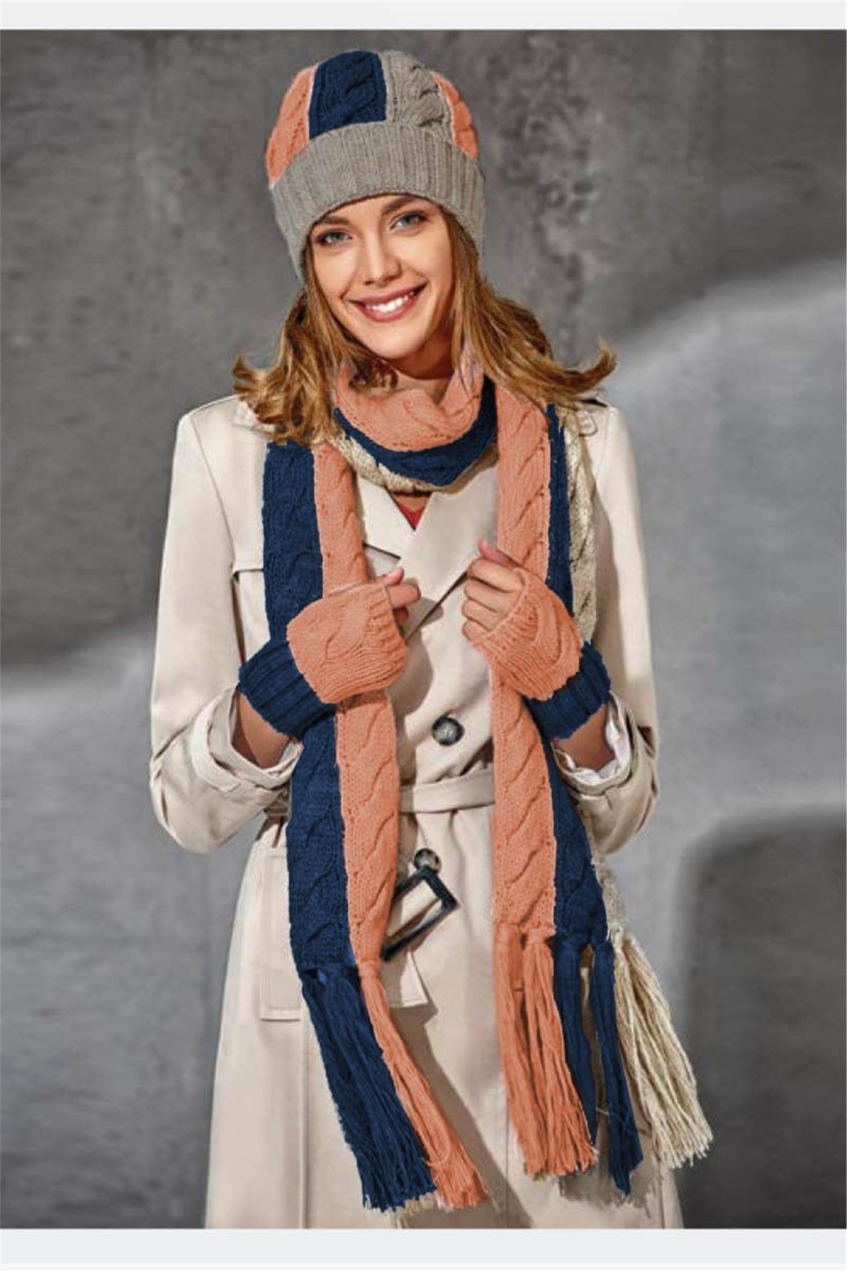 Ebba Exclusive Bayan Atkı Bere Eldiven Takımı Fonem 13032