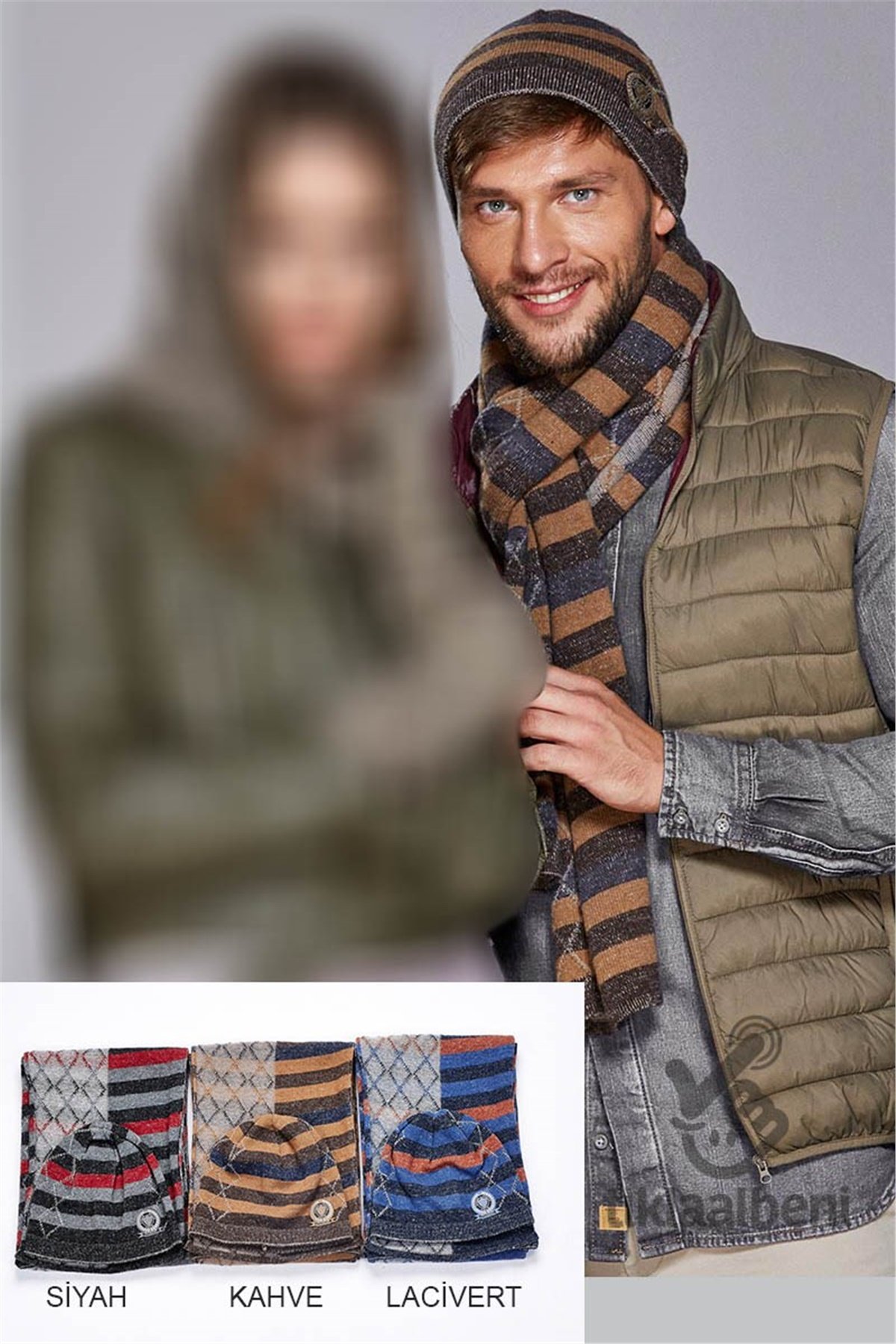 Yün Erkek Atkı Bere Takımı - Victor 