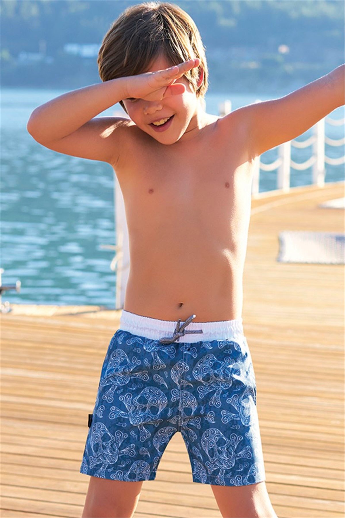 Erkek Çocuk  Mavi Havuz Şortu G1108