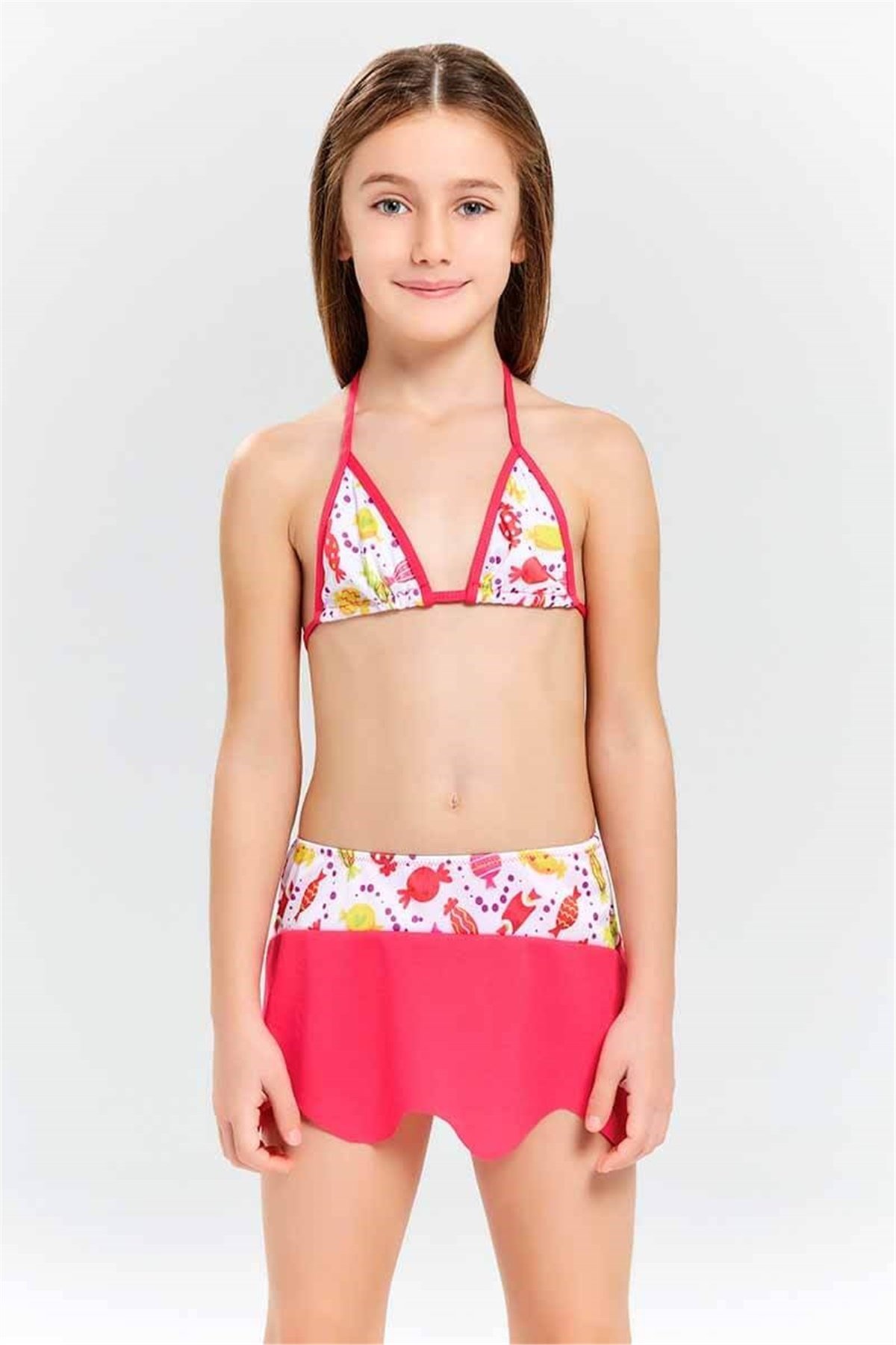 Etekli Çocuk Mayo Pembe 2