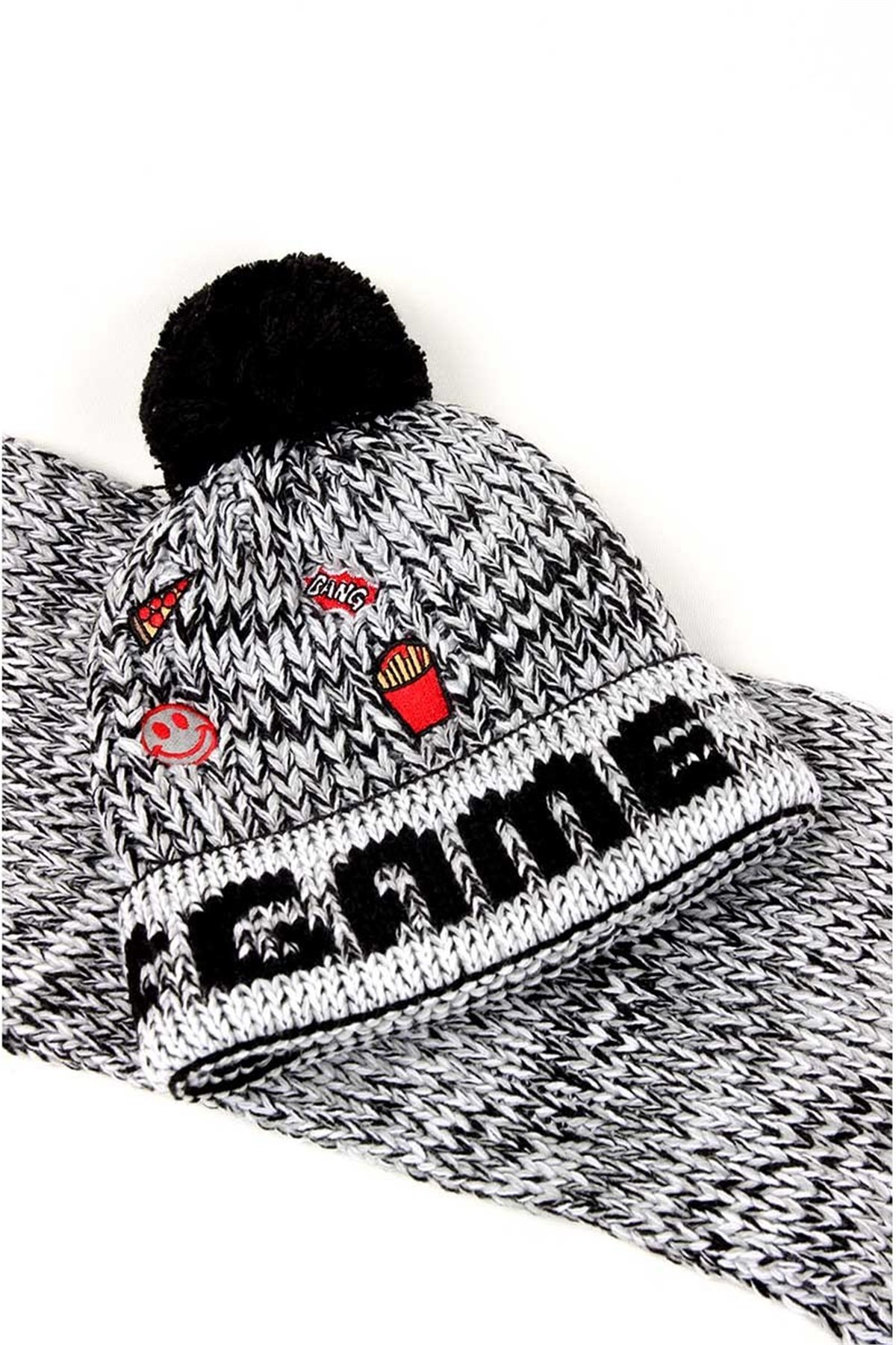 Game Çocuk Atkı Bere Eldiven Takımı - 4 / 7 Yaş Siyah