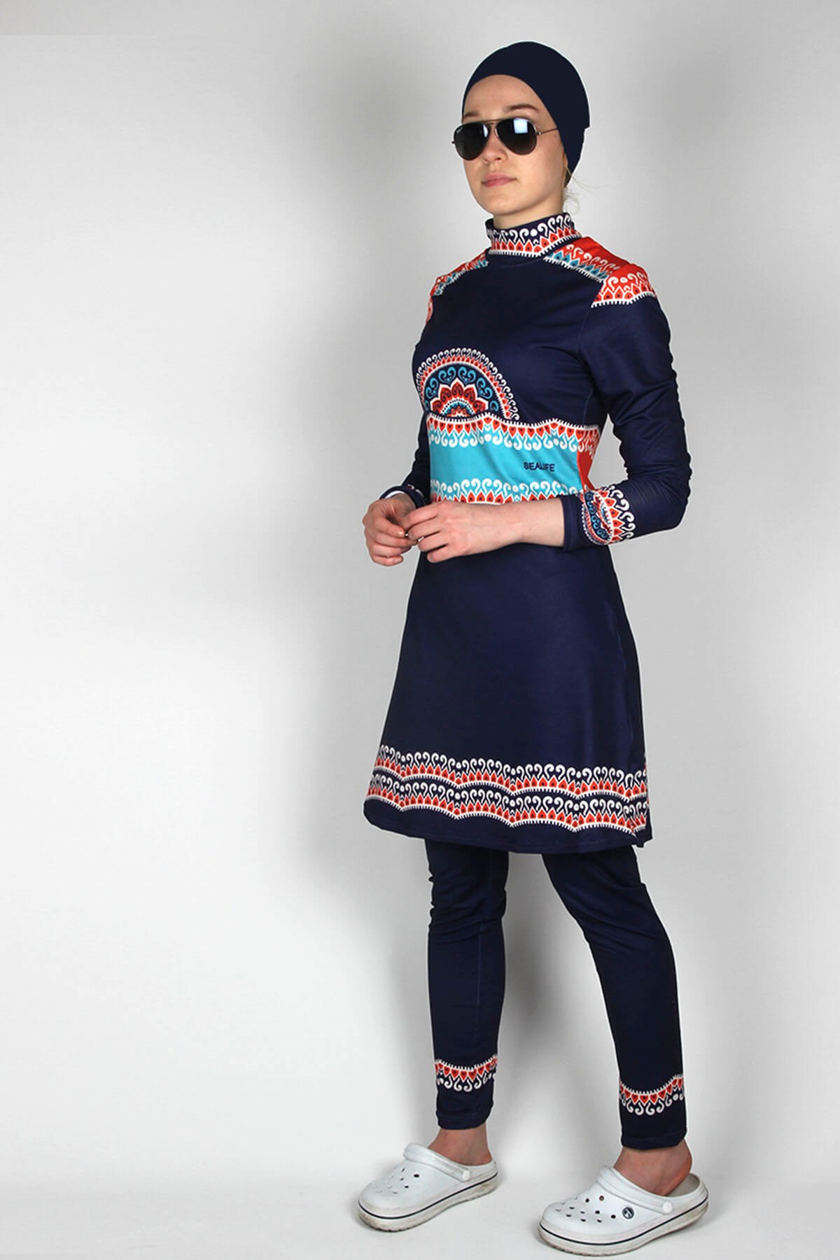 Haşema Otantik Serisi, Tesettür Mayo, Sealife Tam Kapalı Mayo LS1003