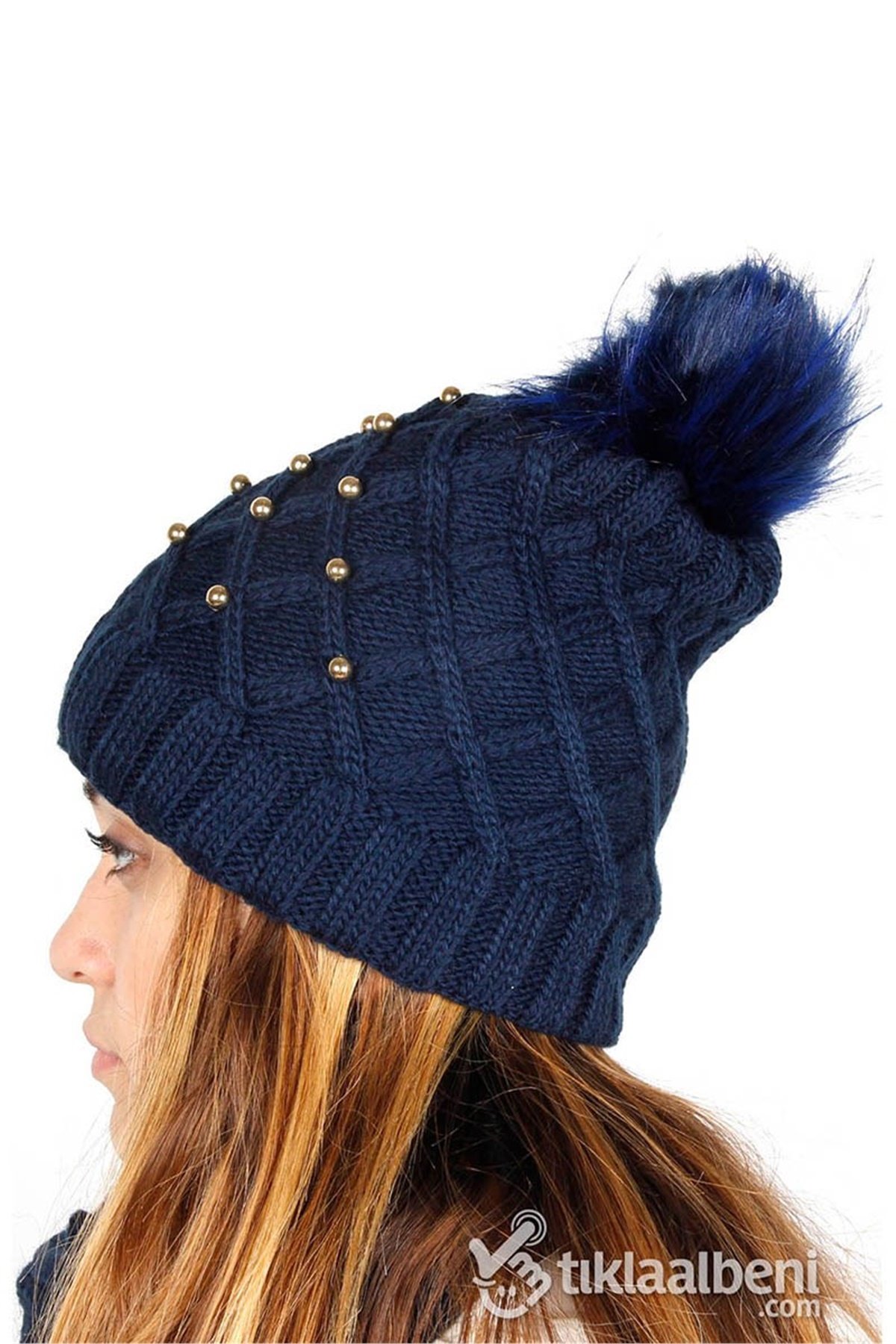 İnci Atkı Bere Eldiven Seti SV-507 Lacivert