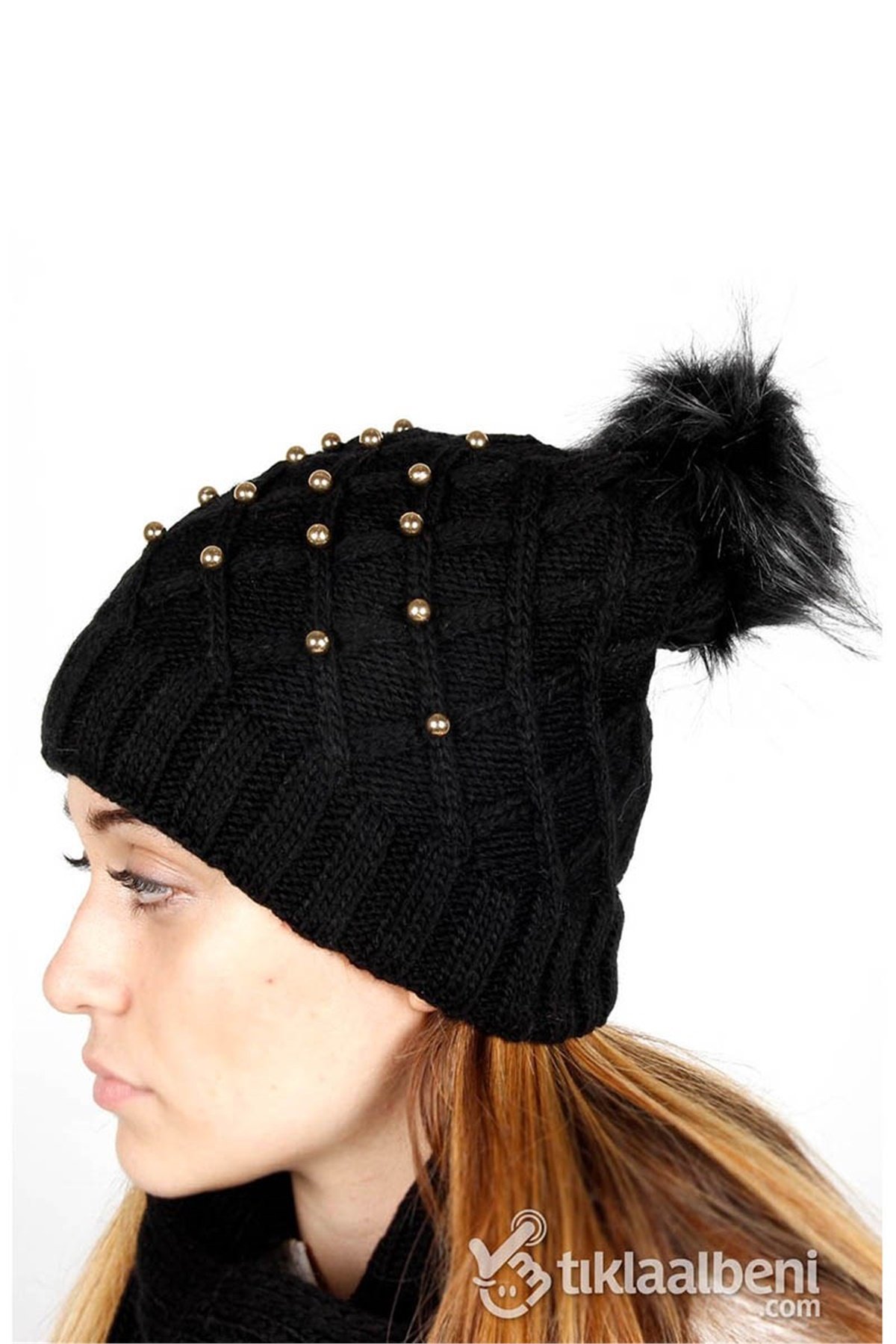 İnci Atkı Bere Eldiven Seti SV-507 Siyah