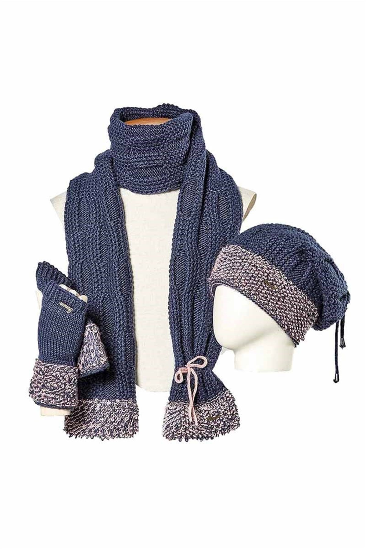 Kadın Atkı Bere Eldiven, İstanbul 606 - Lacivert