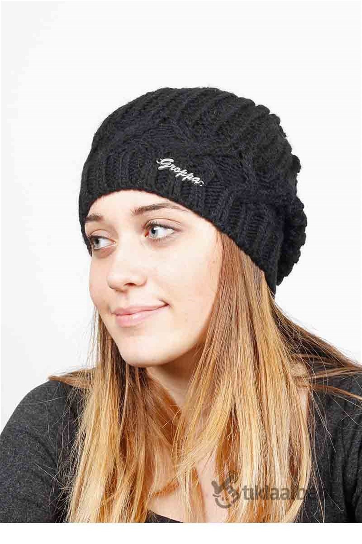 Kadın Bere, Düz Yumuşak Dökümlü Bere B-1556 Siyah