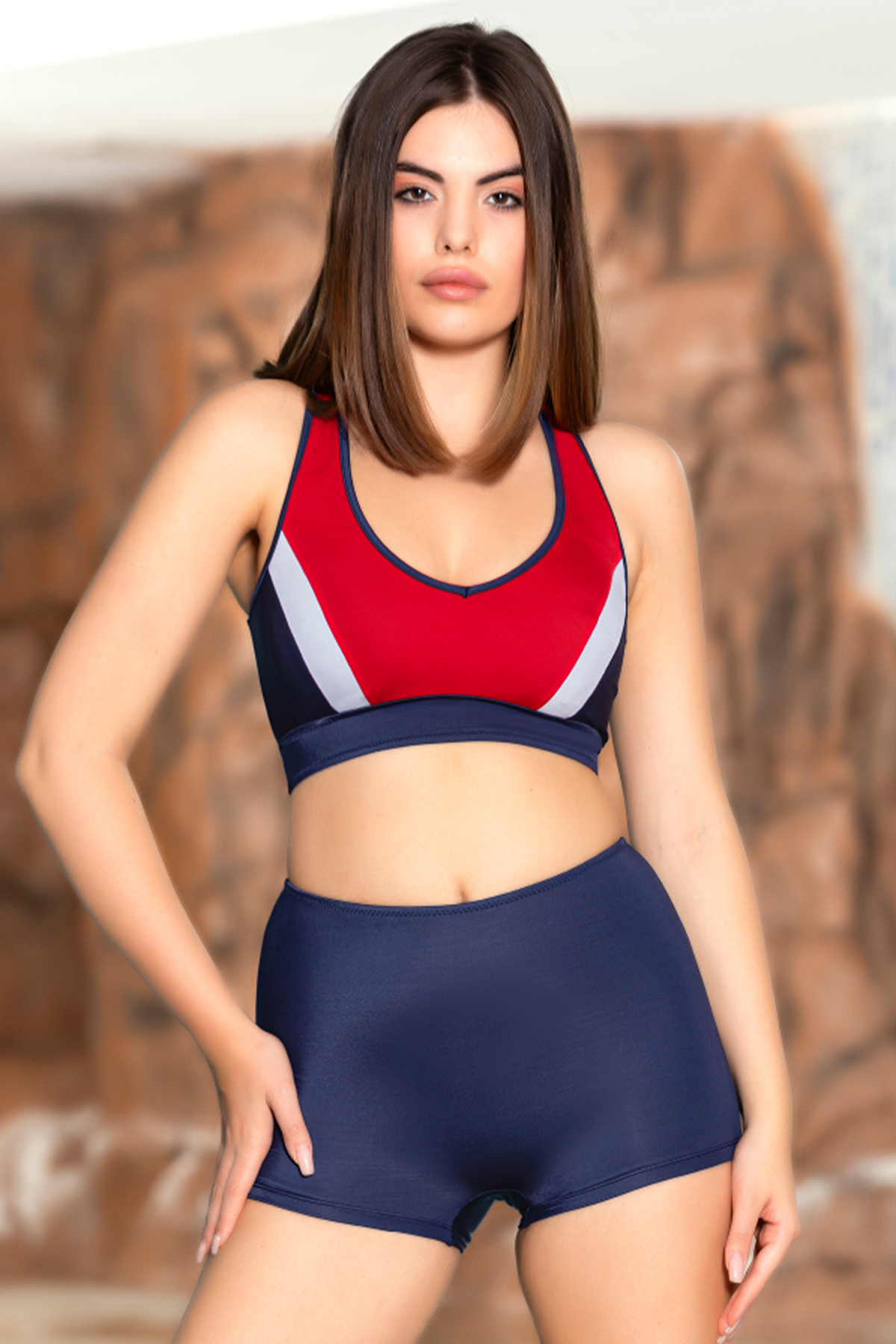 Kadın İki Parça Şortlu Yüzücü Mayo