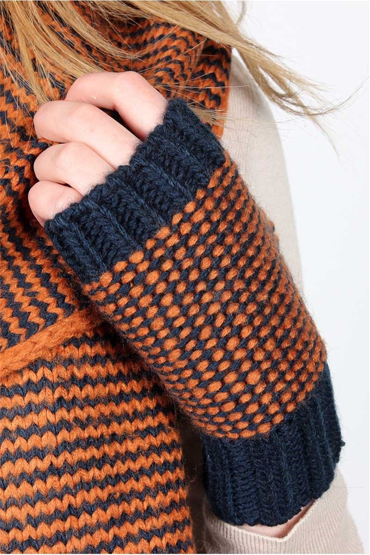 Kadın Lacivert Atkı Bere Eldiven Takımı 3074 - Yakamoz