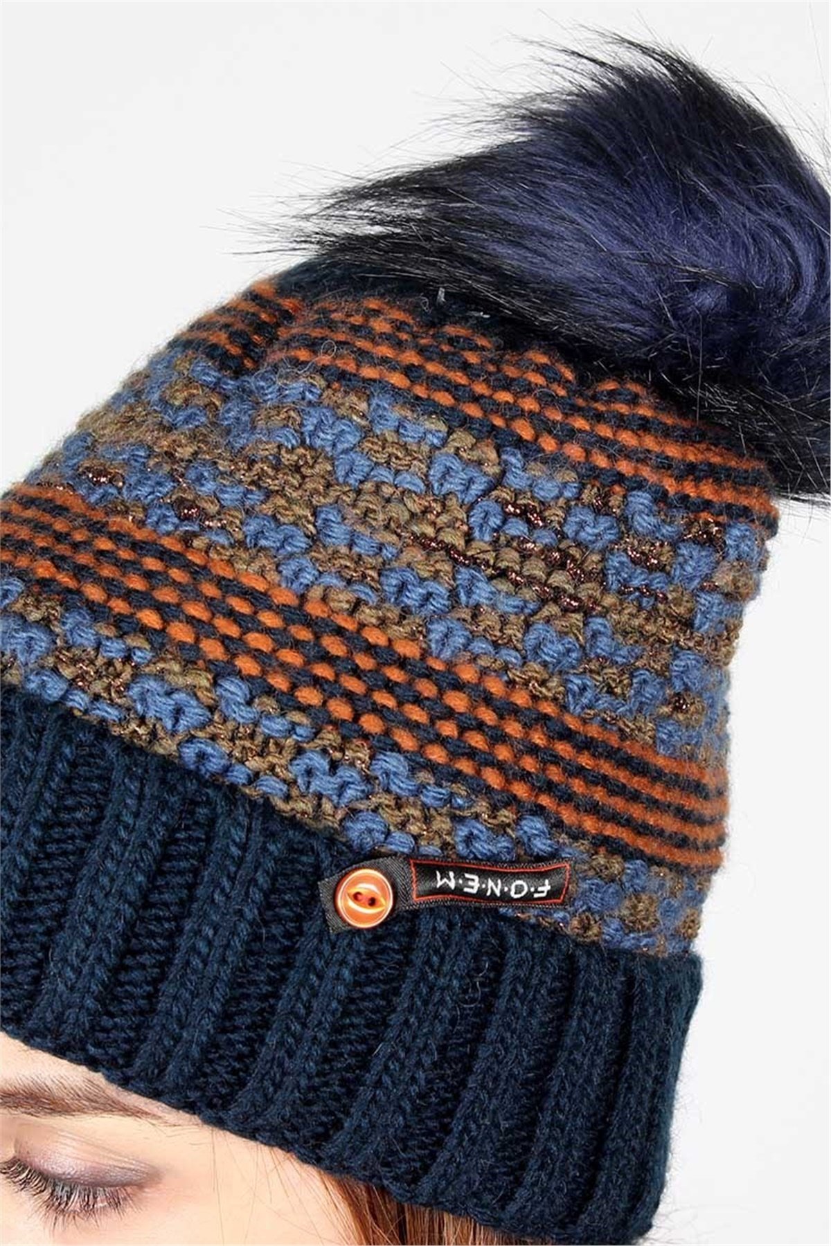 Kadın Lacivert Atkı Bere Eldiven Takımı 3074 - Yakamoz